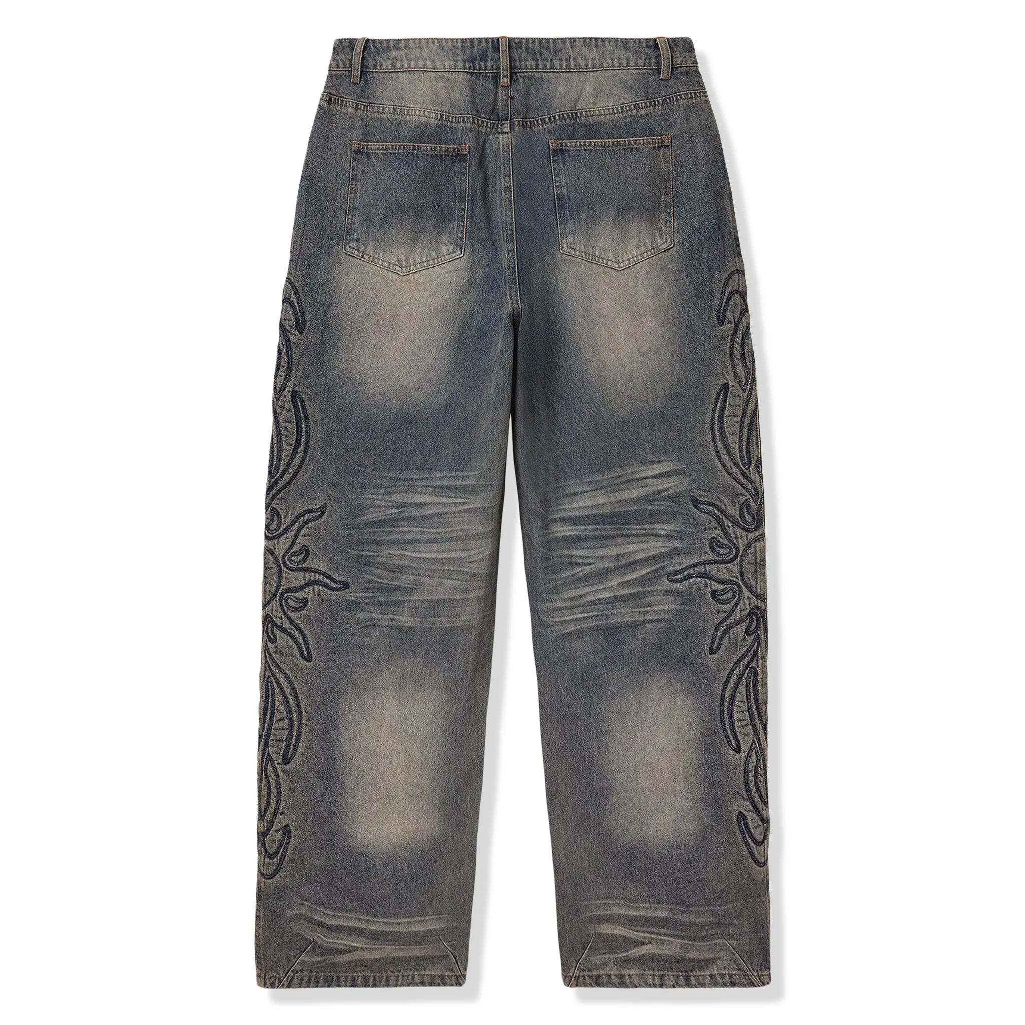 Back View of Vale Forever Flare Light Rinse Denim Jeans