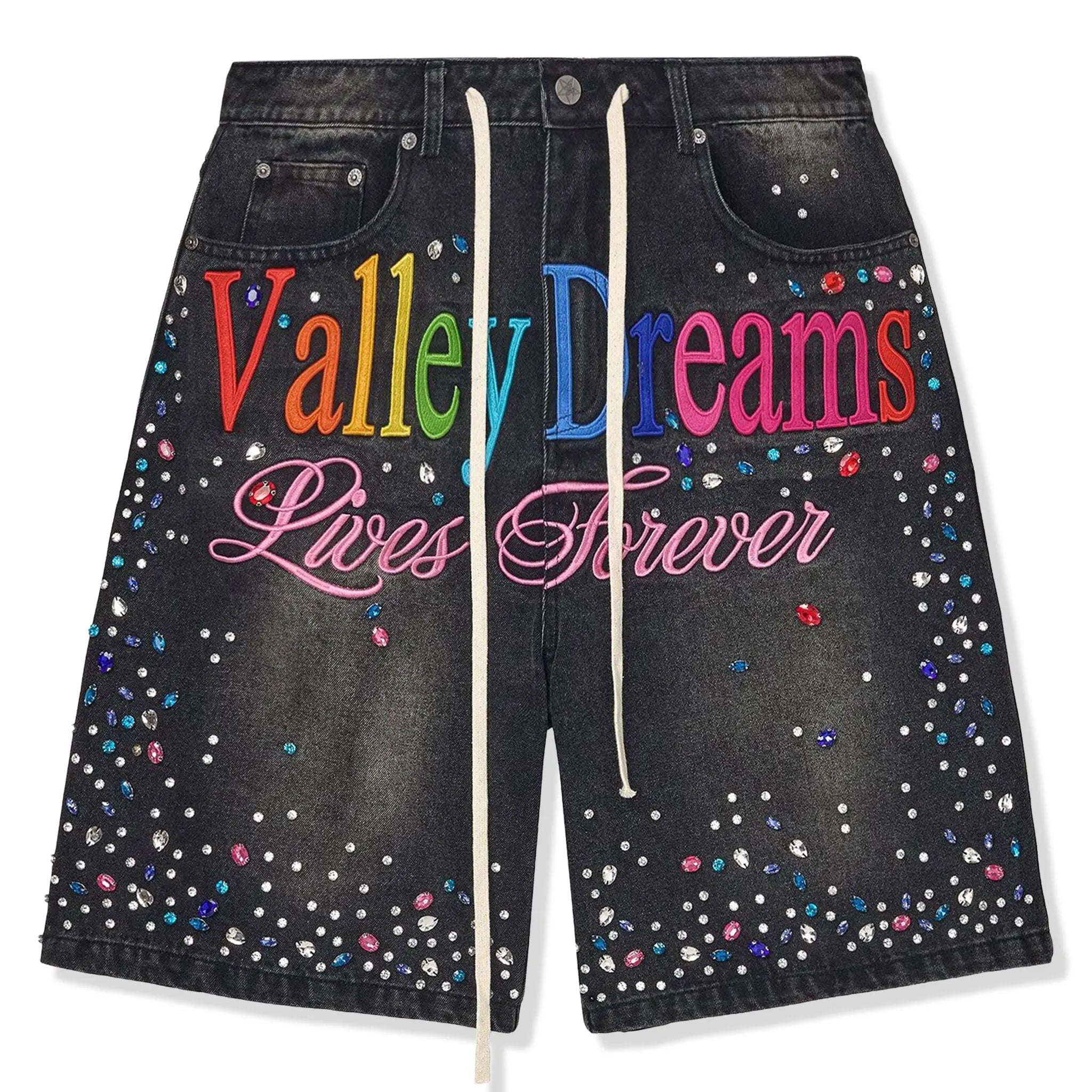 Front View of Vale Forever Ice Cream Black Shorts