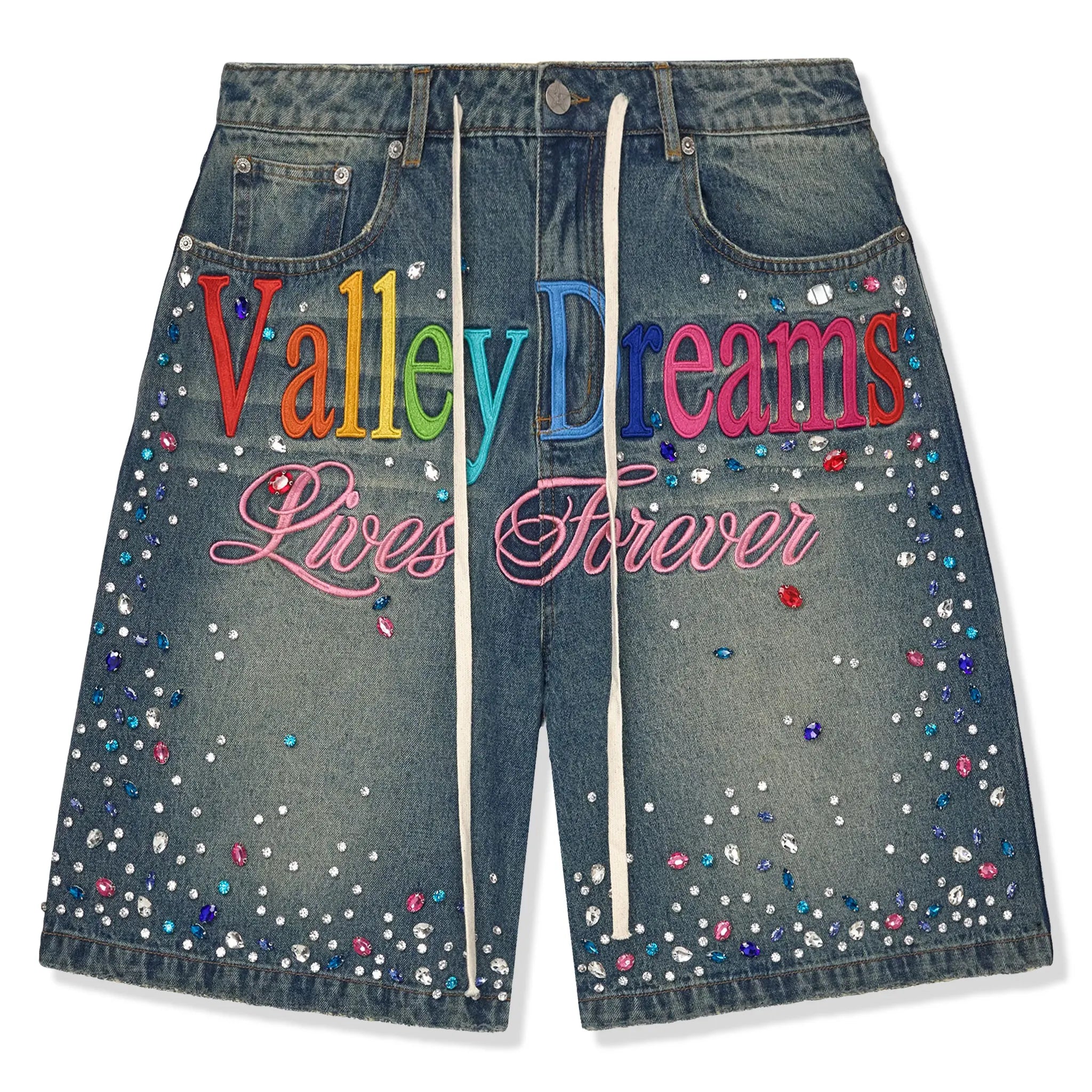 Front View of Vale Forever Ice Cream Light Rinse Shorts