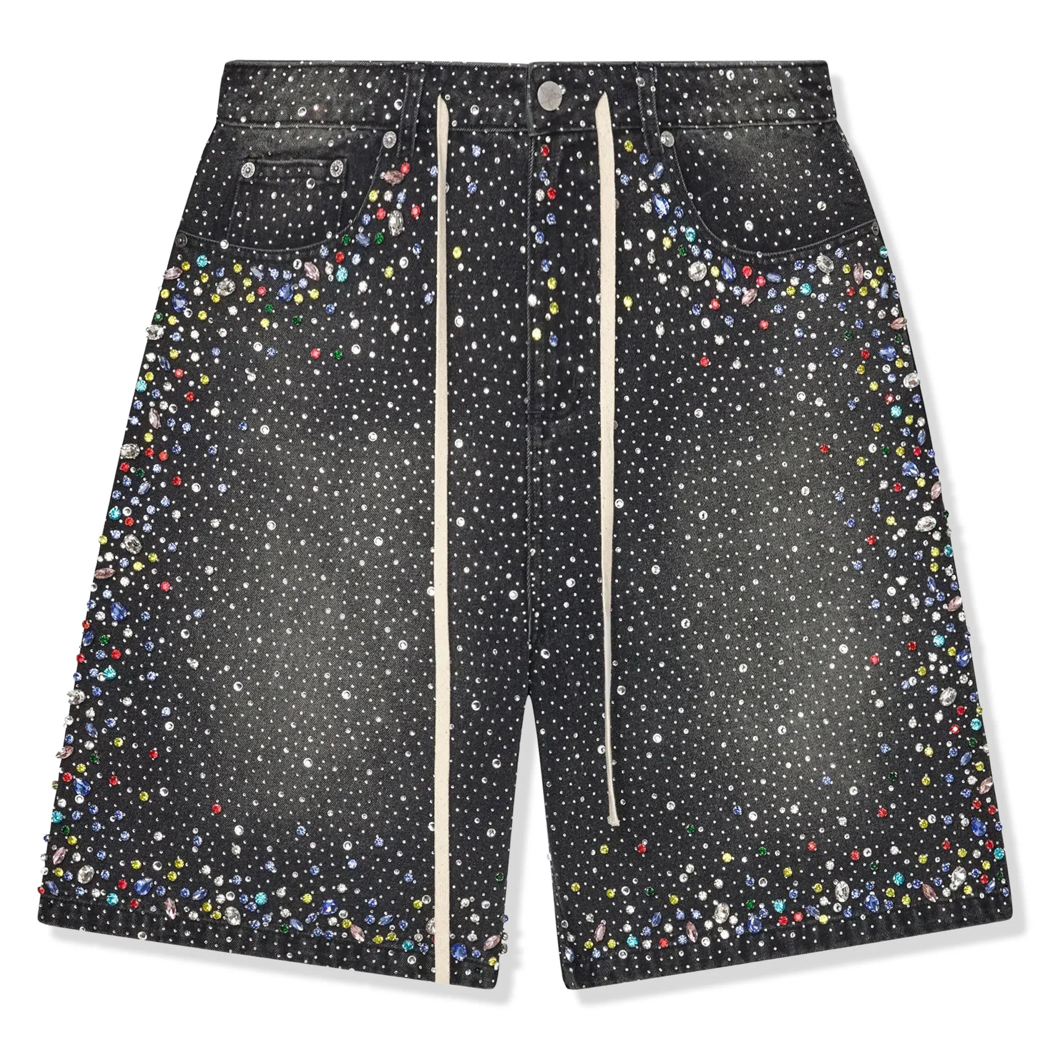 Front View of Vale Forever V2 Rainstorm Black Shorts
