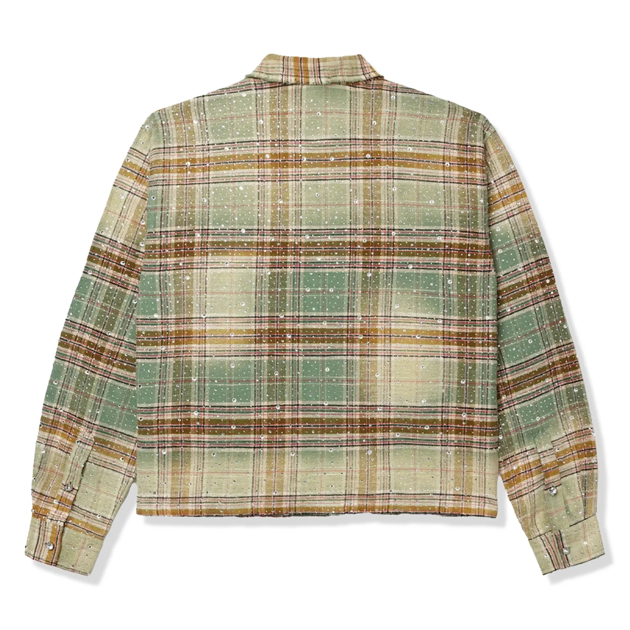 Back View of Vale Forever Valley Dreams Mystikal Flannel Green Shirt