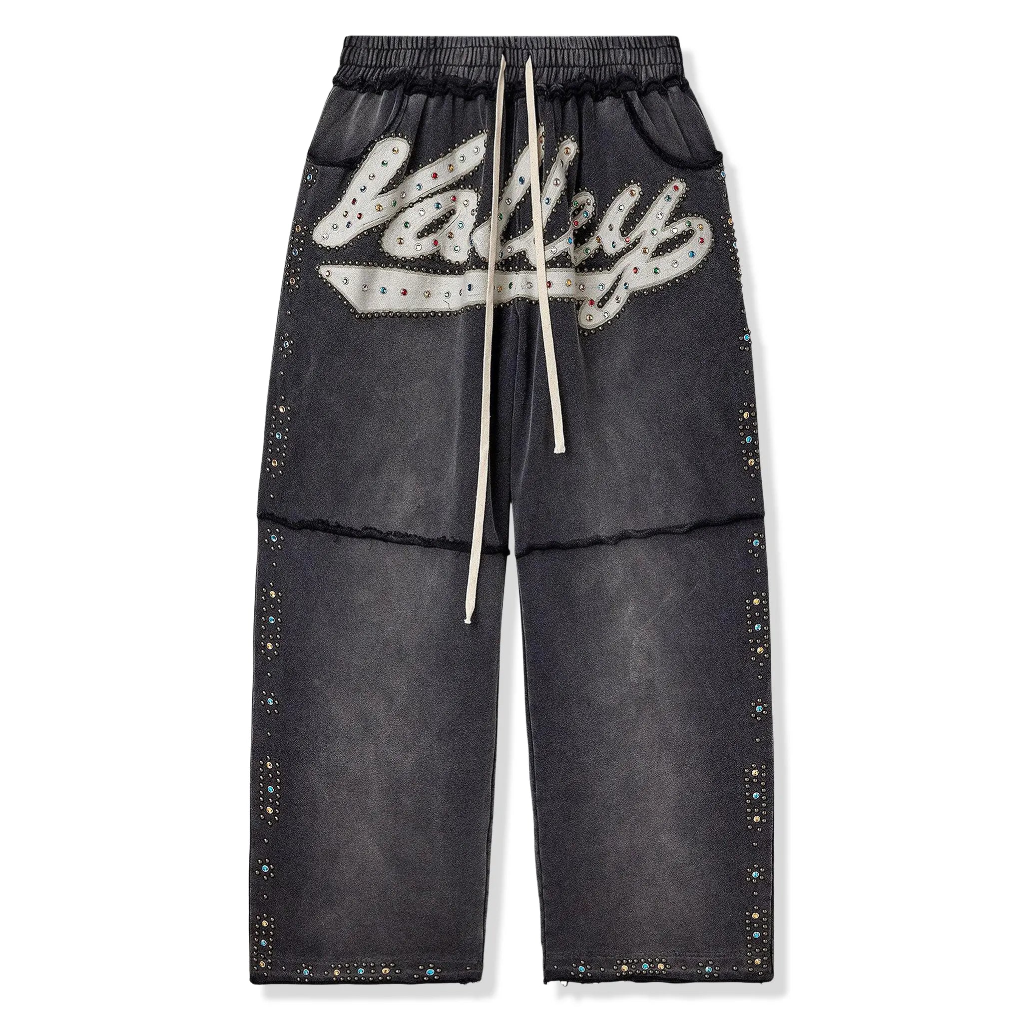 Front View of Vale Forever Valley Dreams Skittle Black Sweatpants VALE 09 014 SSB BK