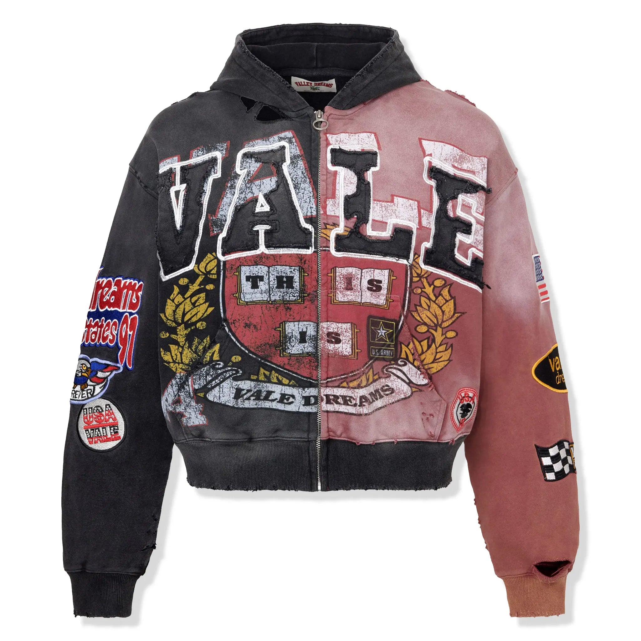 Front View of Vale Forever Valley Dreams Two Face Zip-Up Hoodie