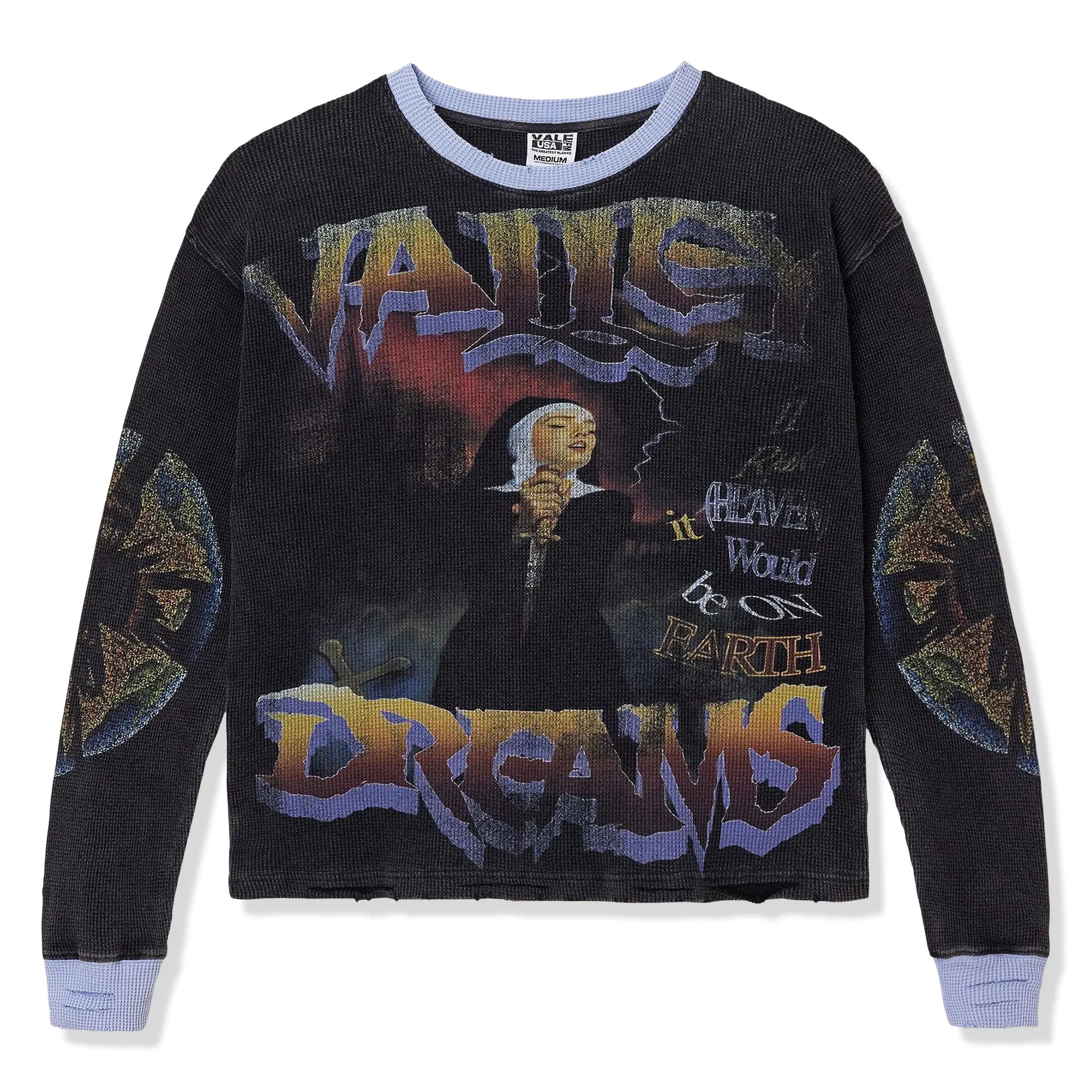 Front View of Vale Forever Wrath Of Faith Thermal Black Sweatshirt VALE 11 003 VFWOFTB BK