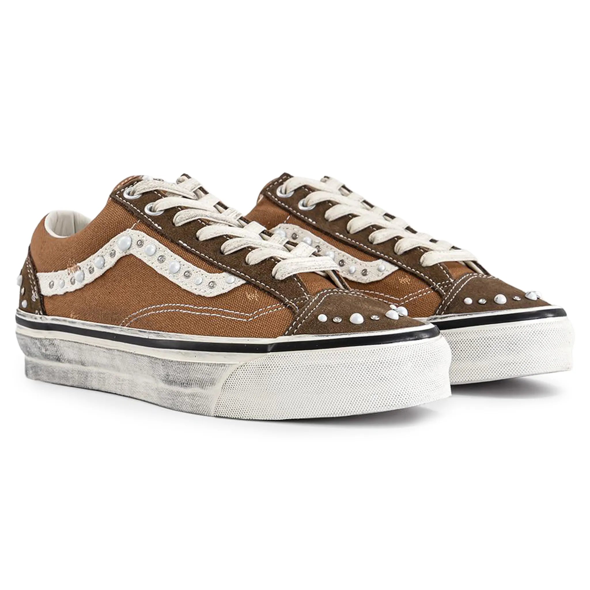 Front Side View of Vans Pearlised Pack Cocoa Brown Old Skool 36LX VN000E8VFST1