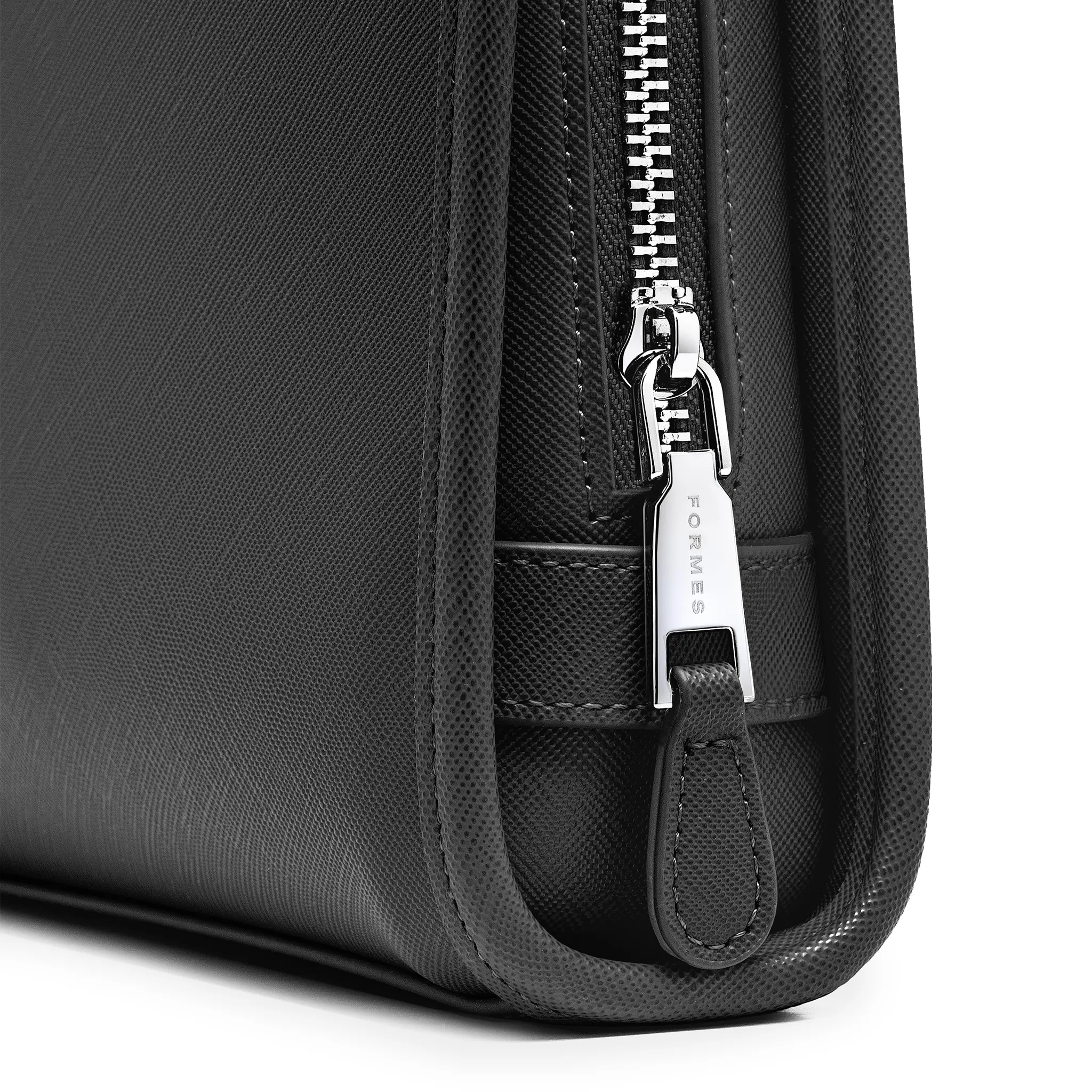 Front Zip View of Formes Porto Nero Mini Clutch Bag