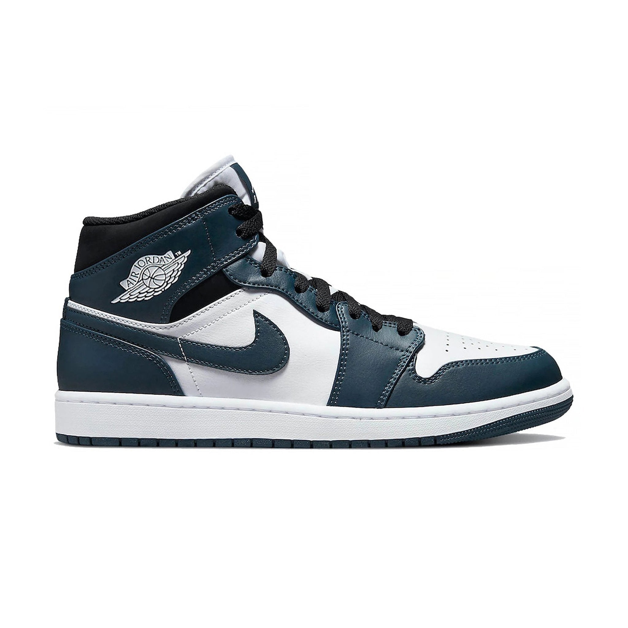 Side view of Air Jordan 1 Mid Dark Teal (GS) -554725-411