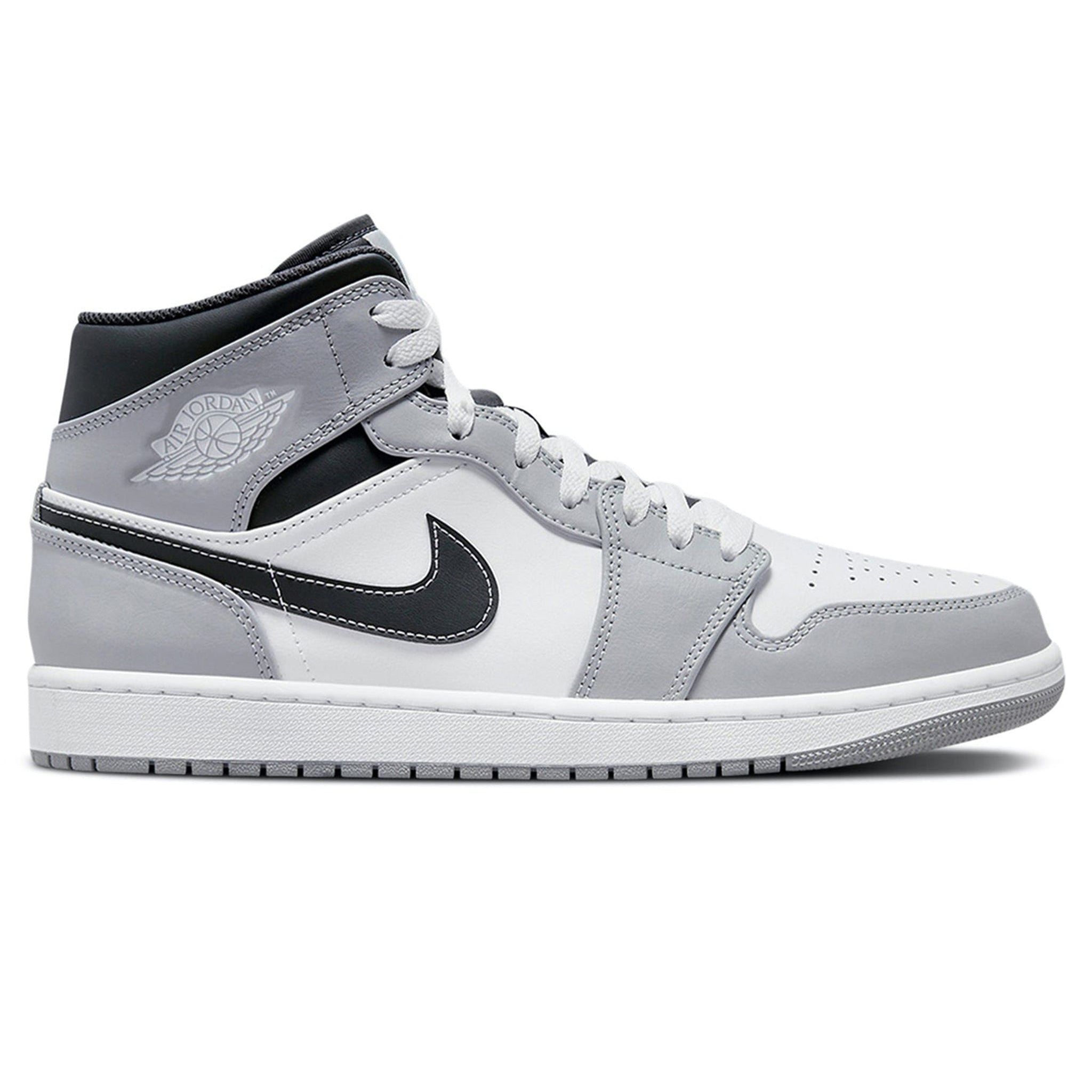 Side view of Air Jordan 1 Mid Light Smoke Grey Anthracite 554724-078