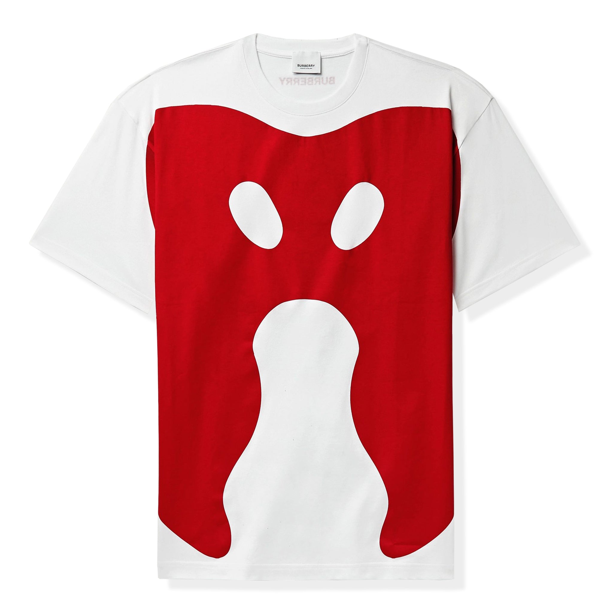 Image of Burberry Abstract Print White Red T Shirt