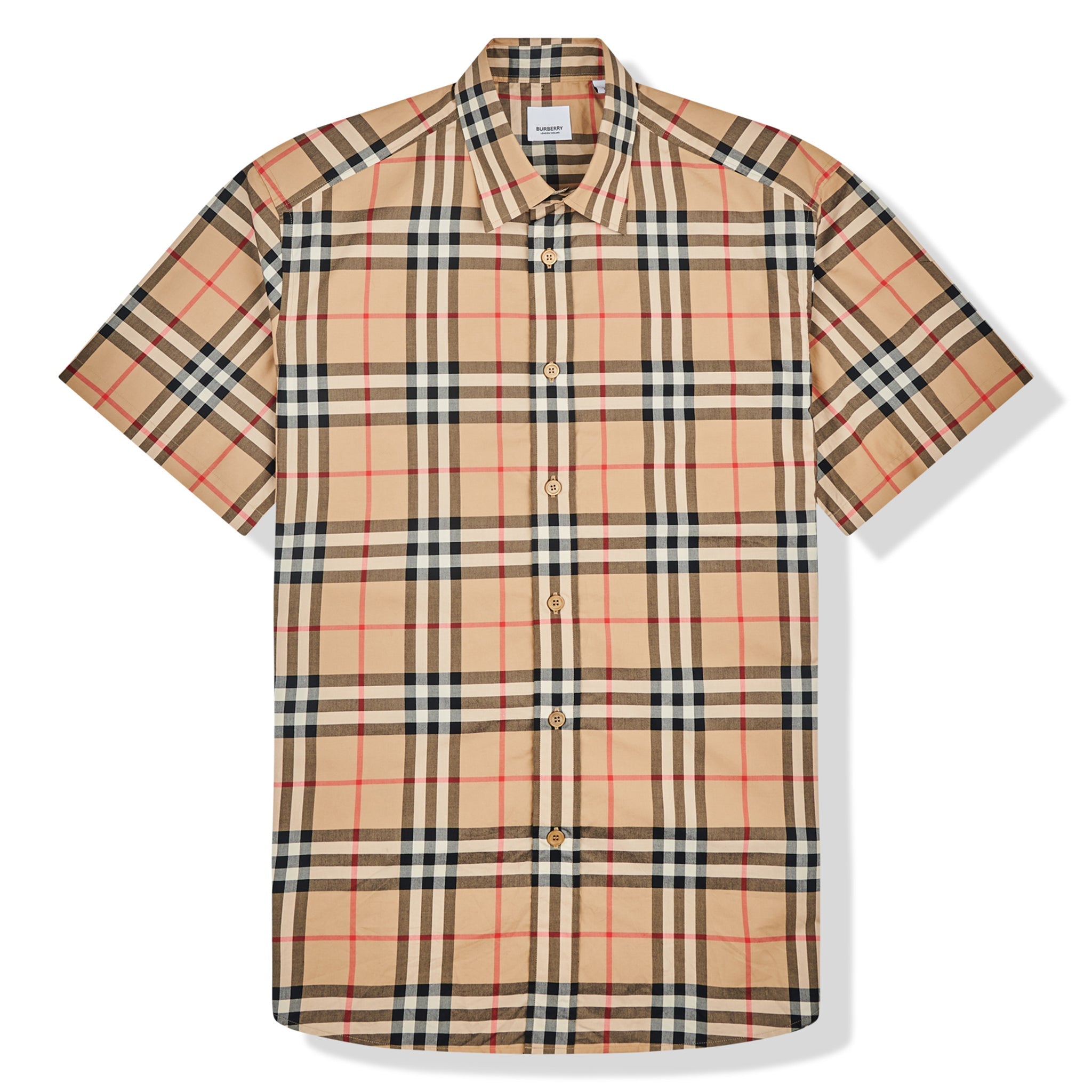 Image of Burberry Short Sleeve Poplin Check Shirt