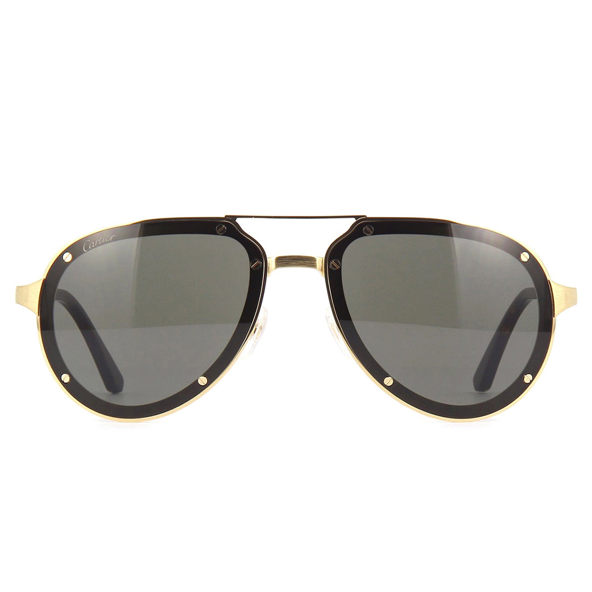 Image of Cartier Eyewear CT0195S Santos De Cartier Gold Grey Sunglasses