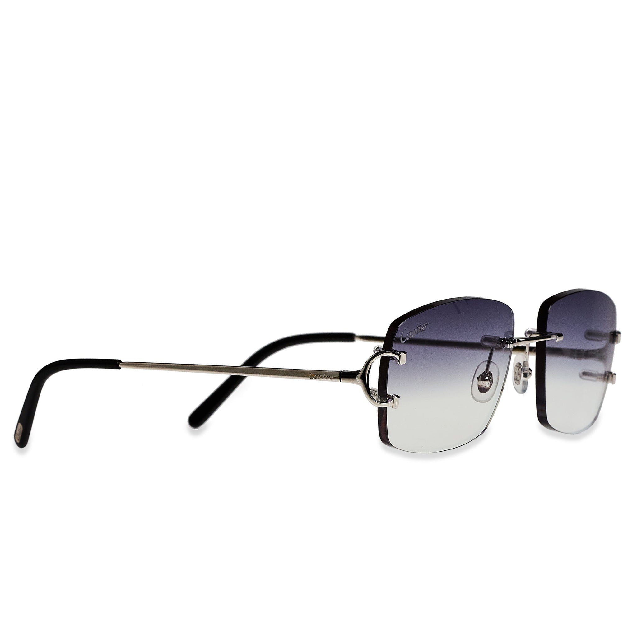 Image of Cartier Eyewear Custom CT00920 C Decor Silver Rimless Sunglasses