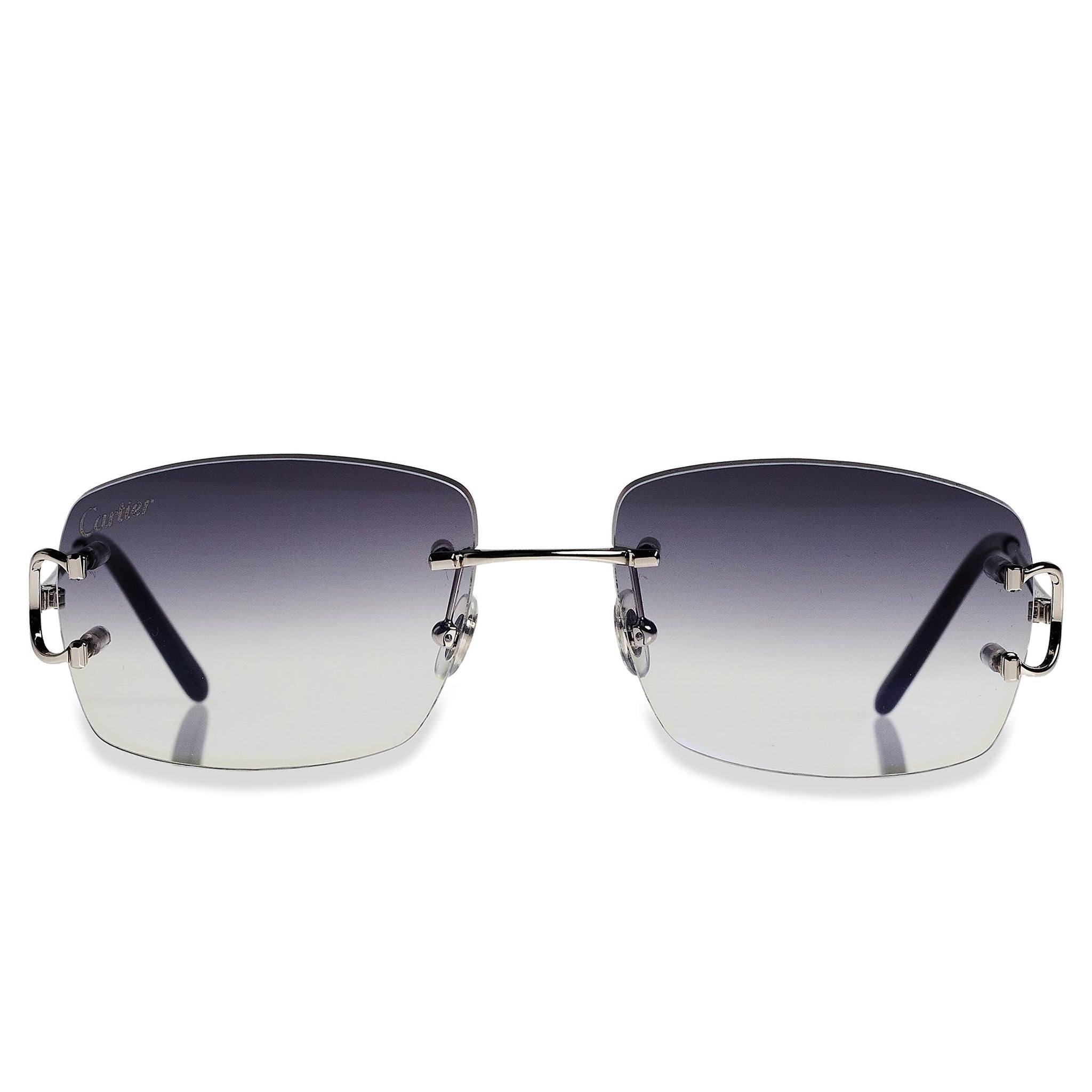 Image of Cartier Eyewear Custom CT00920 C Decor Silver Rimless Sunglasses