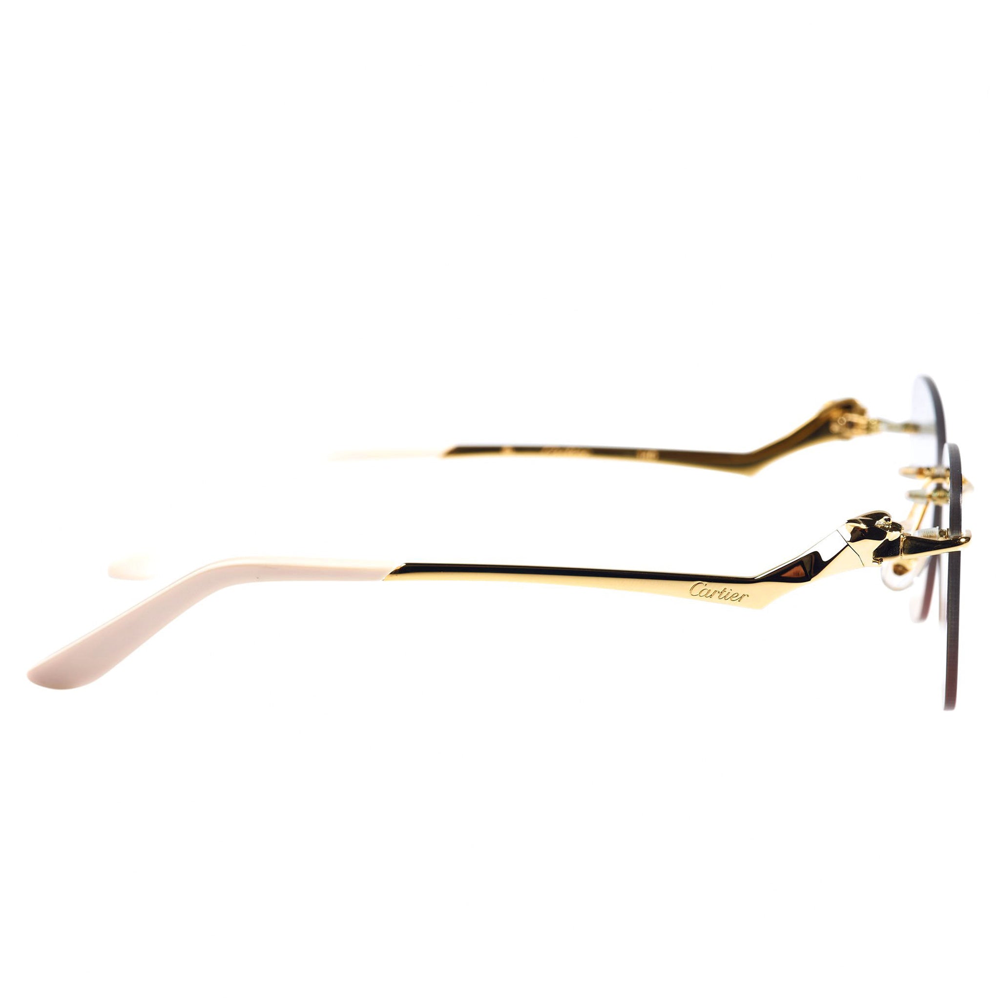 Image of Cartier Eyewear Custom CT0120O Panthere De Cartier Rimless Sunglasses