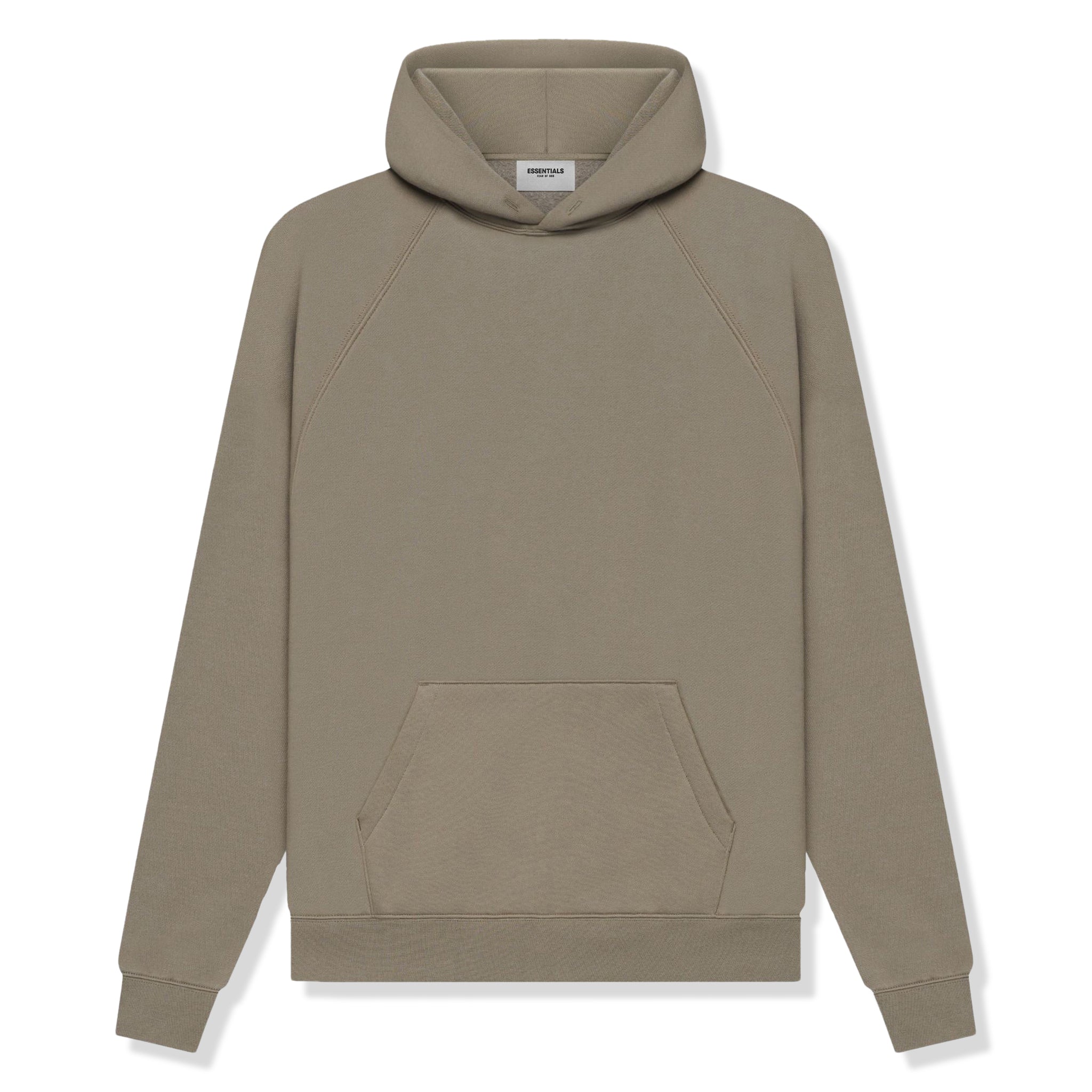 Image of Fear Of God Essentials Reverse Logo Taupe Hoodie (SS21)