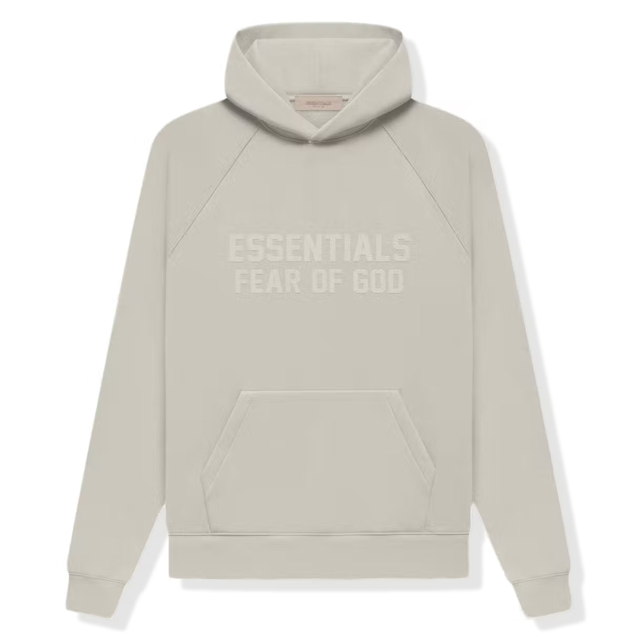 Image of Fear Of God Essentials Logo Flocked Smoke Hoodie