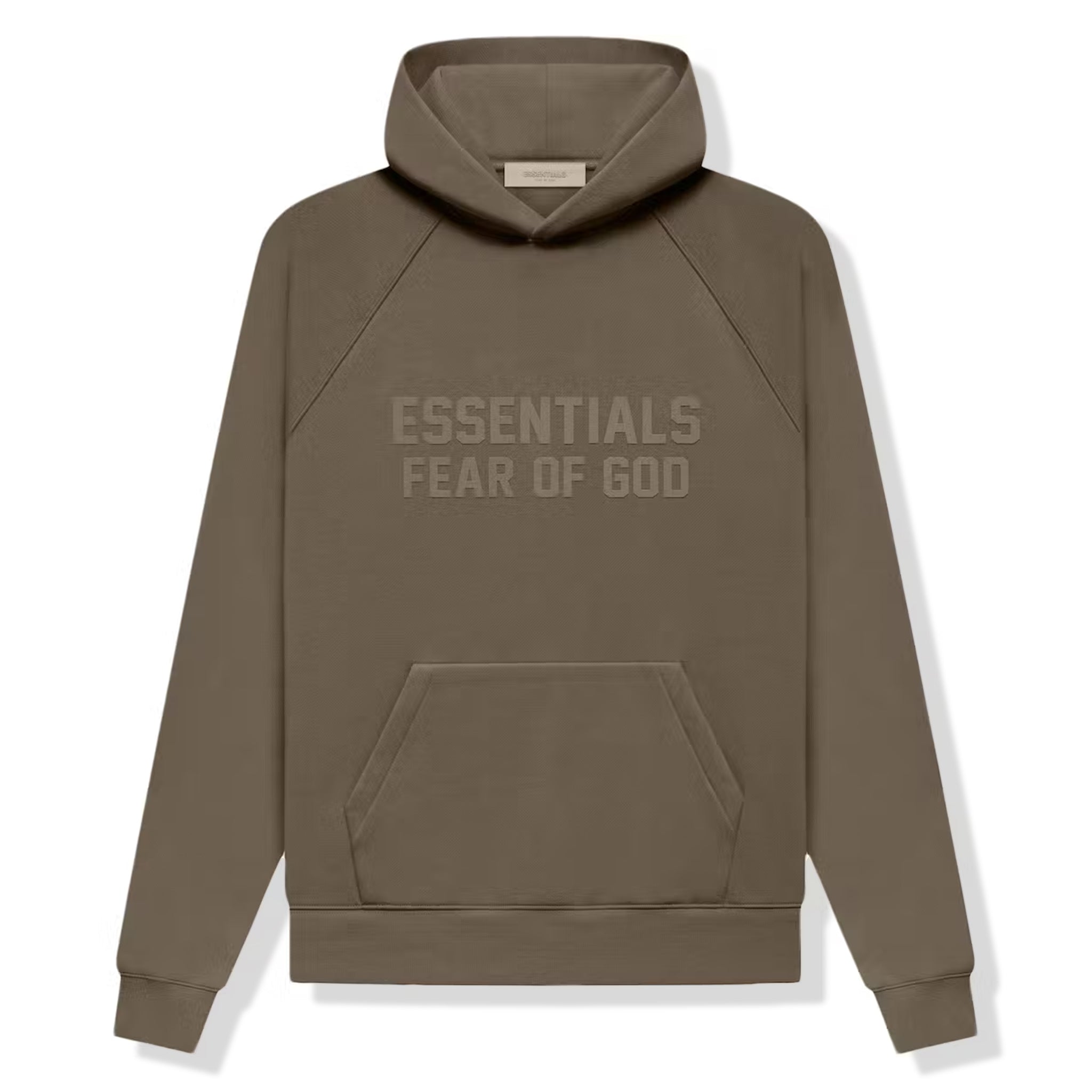 Image of Fear Of God Essentials Logo Flocked Wood Hoodie