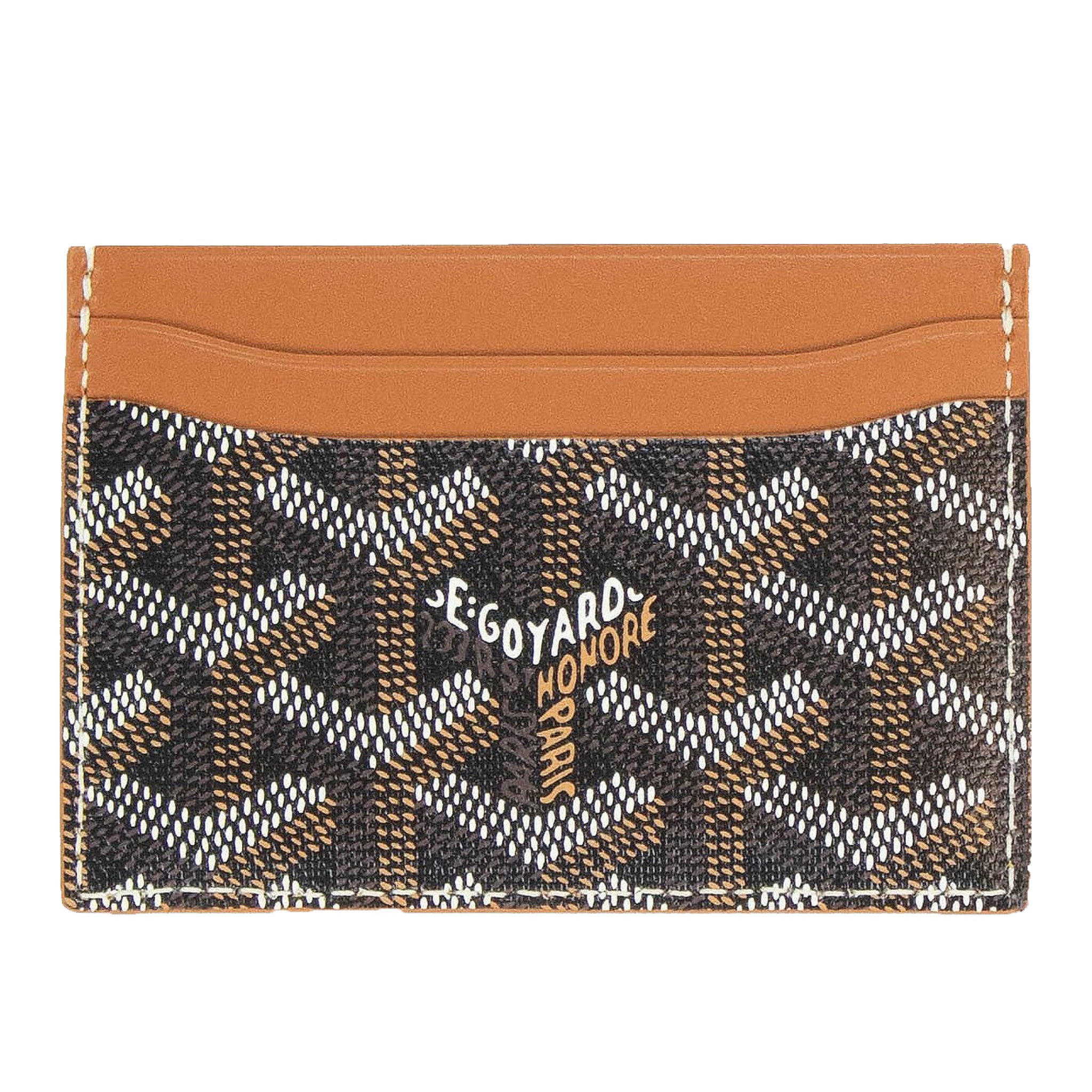 Image of Goyard Sulpice Black Tan Card Holder Front