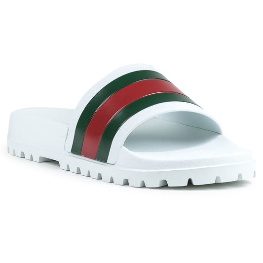 Gucci Web Chunky Pool Slides White/Red/Green