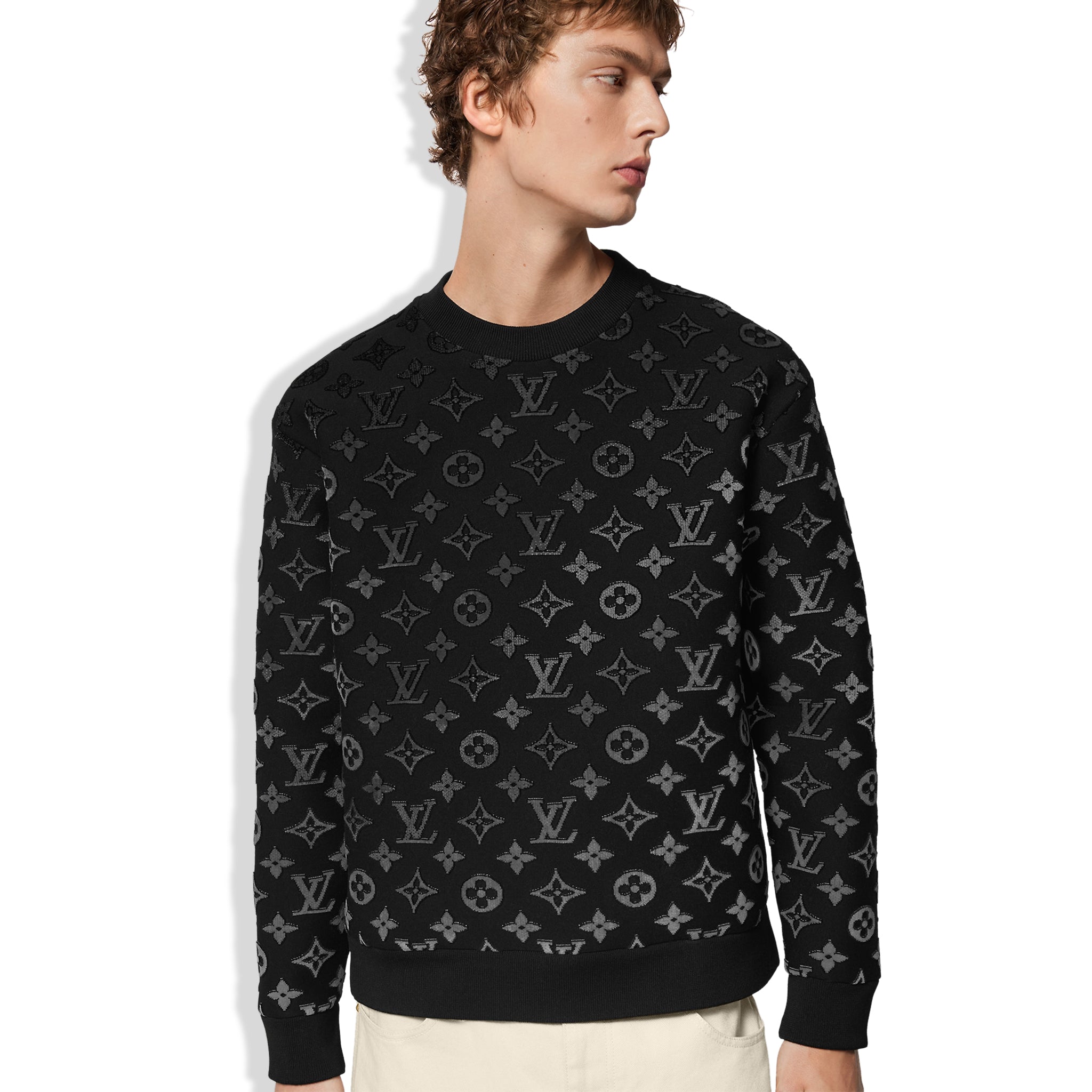 Image of Louis Vuitton LV Monogram Gradient Fil Coupe Black Sweatshirt