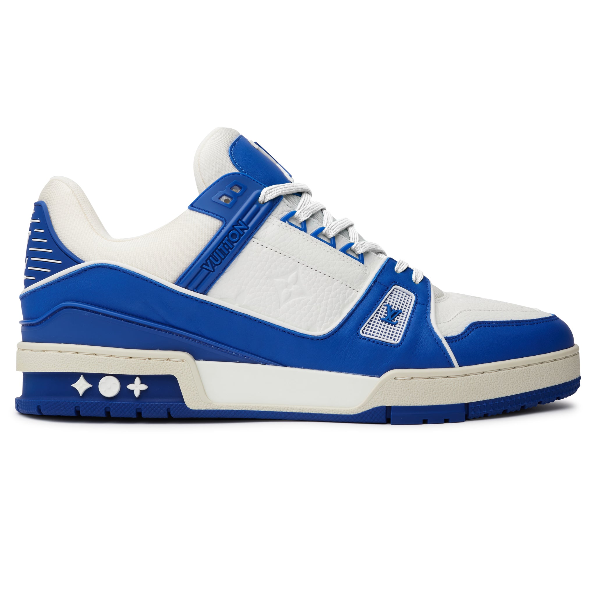 Pre-owned Louis Vuitton Lv Trainer White Ss21 In White/black/blue