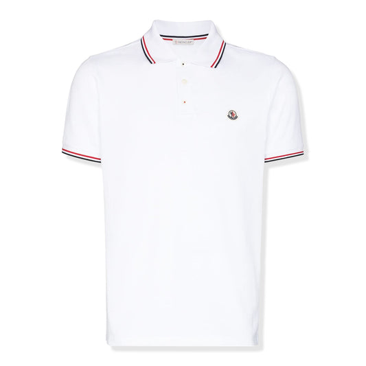 Moncler Logo Patch White Polo Shirt