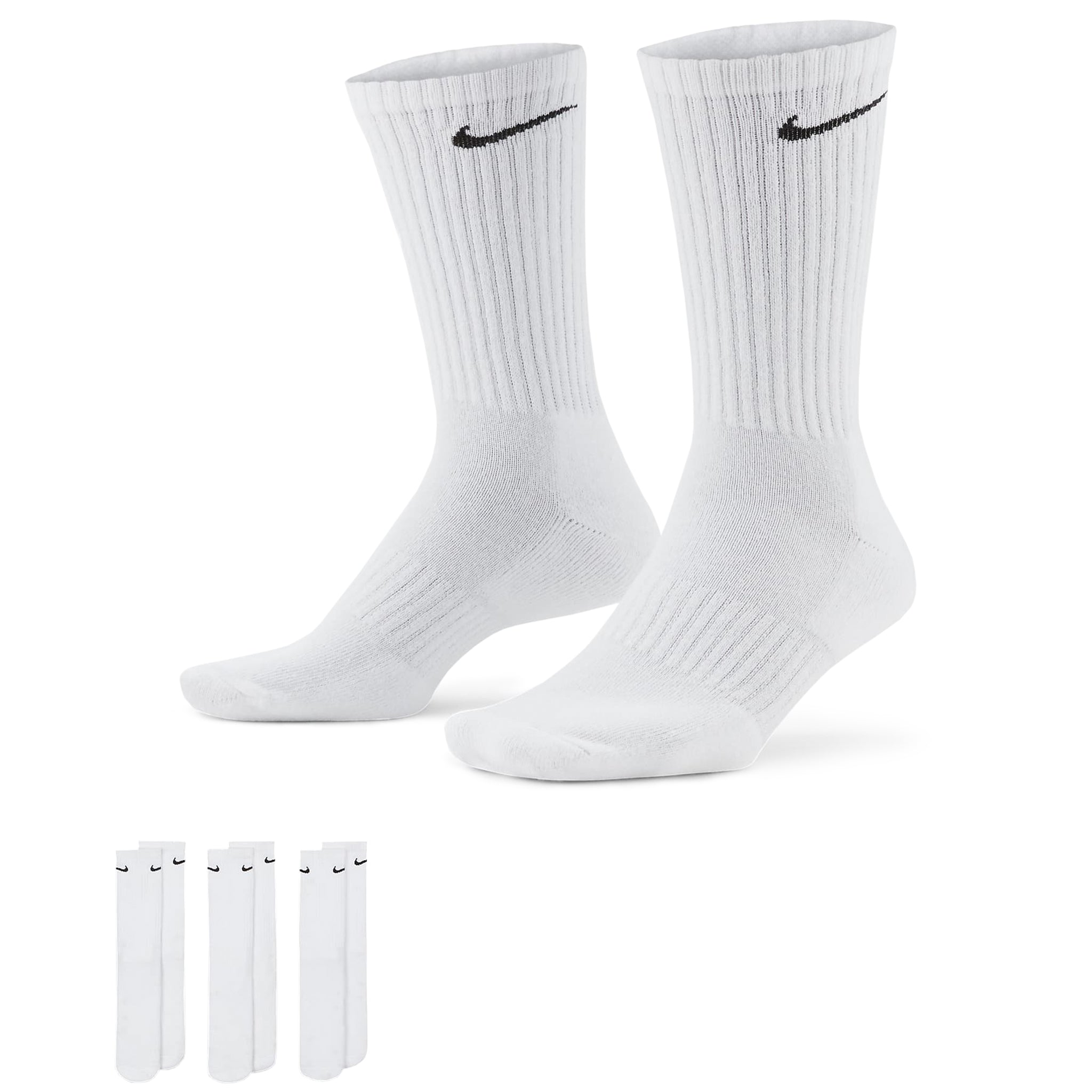 Image of uston nike Everyday Cushioned Training White Crew Socks - 3 Pairs