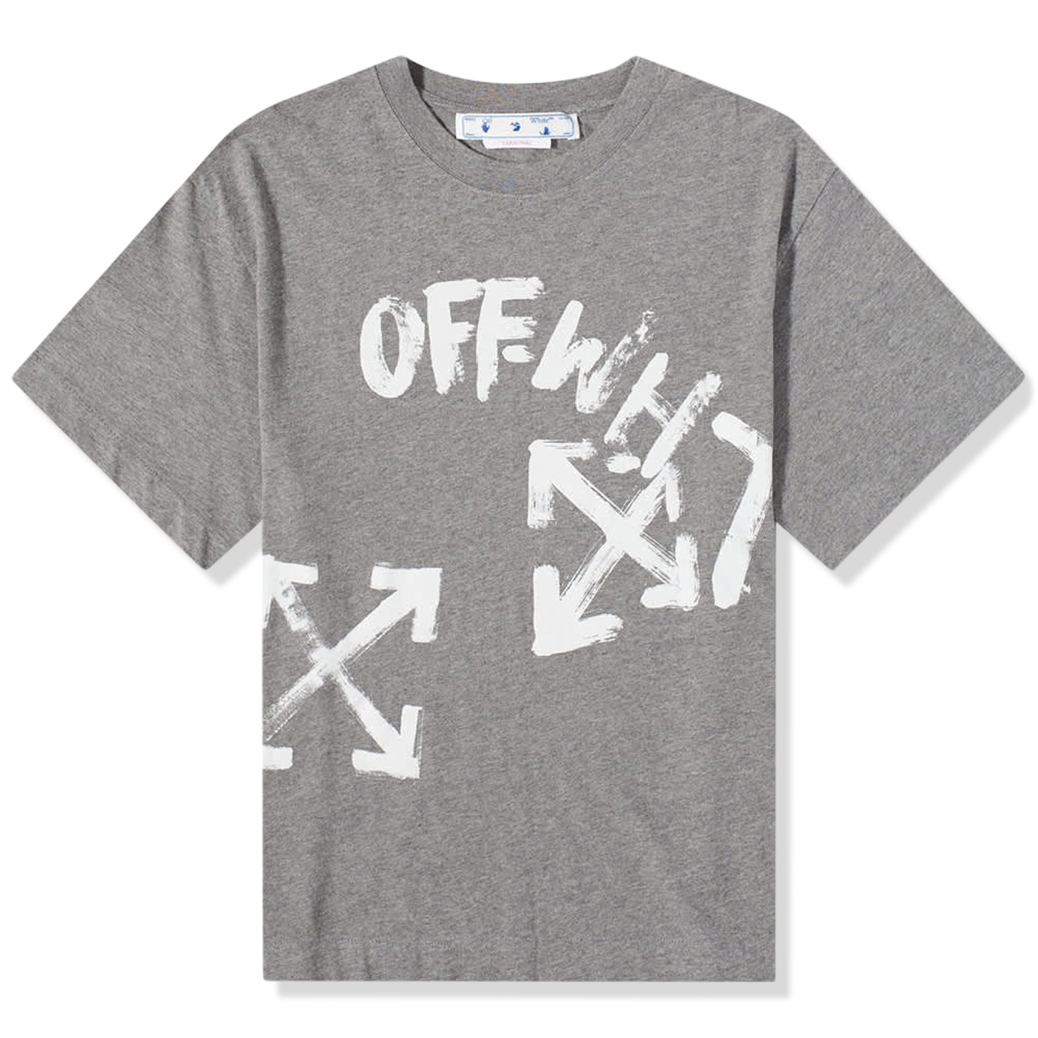 Image of Off-White Paint Script Oversized Skate Grey T Shirt