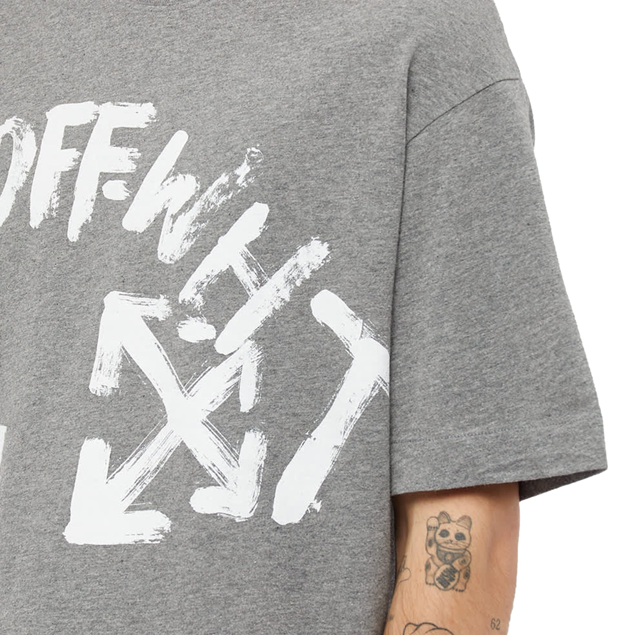 Image of Off-White Paint Script Oversized Skate Grey T Shirt