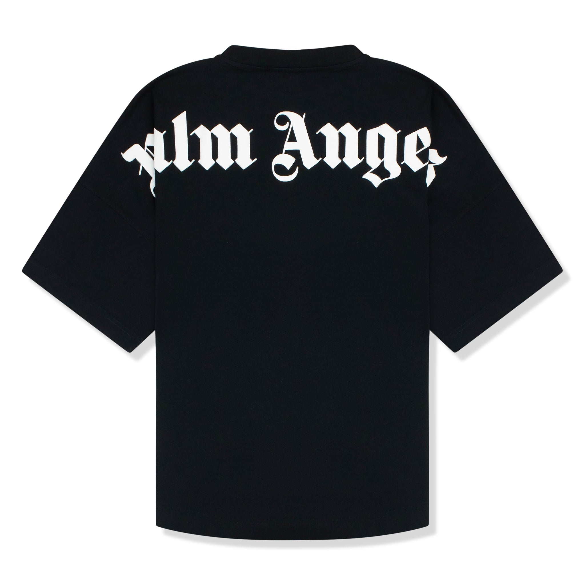image of Palm Angels Logo Collar Back Black Oversized T Shirt