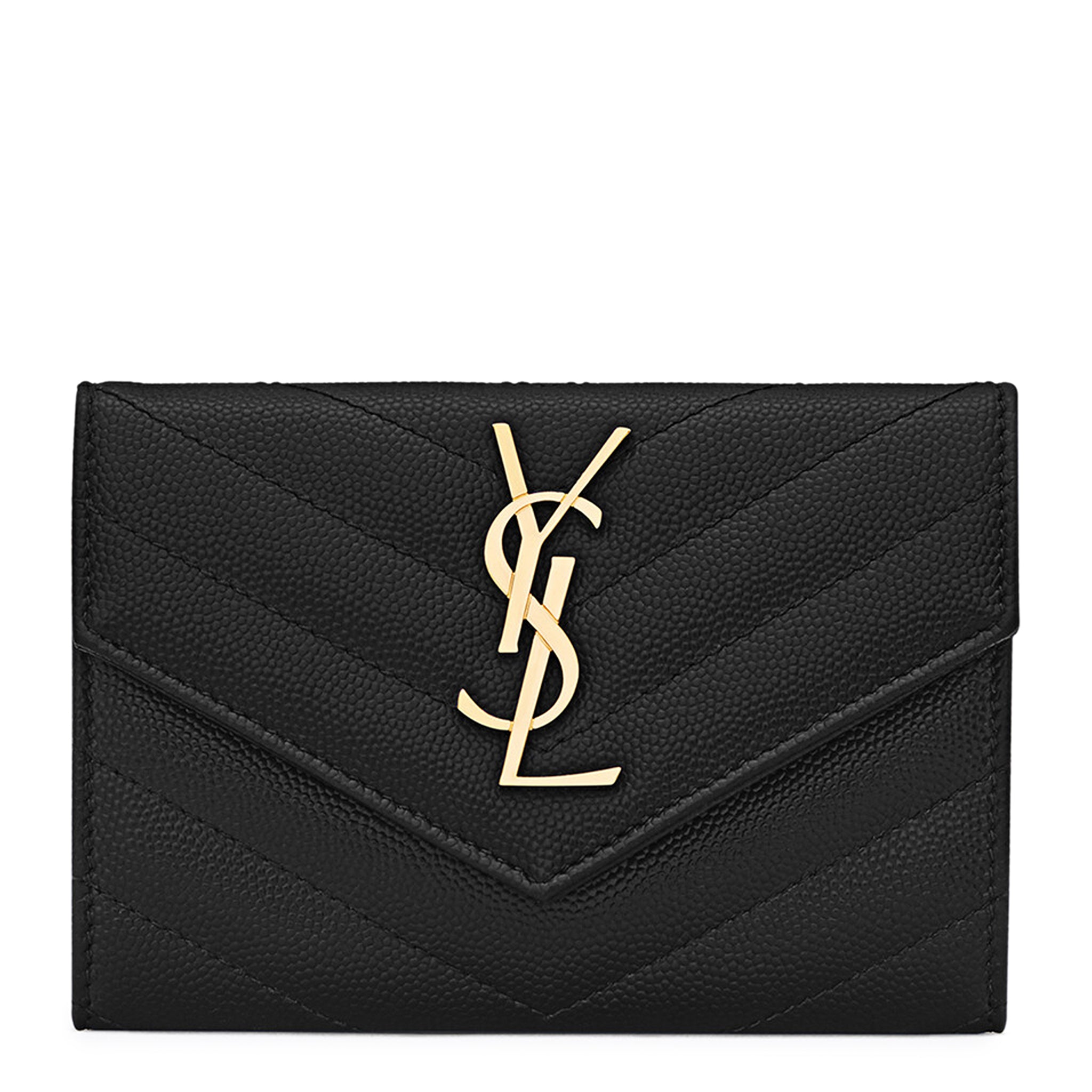 Image of Saint Laurent Cassandre Matelasse Small Black Envelope Wallet
