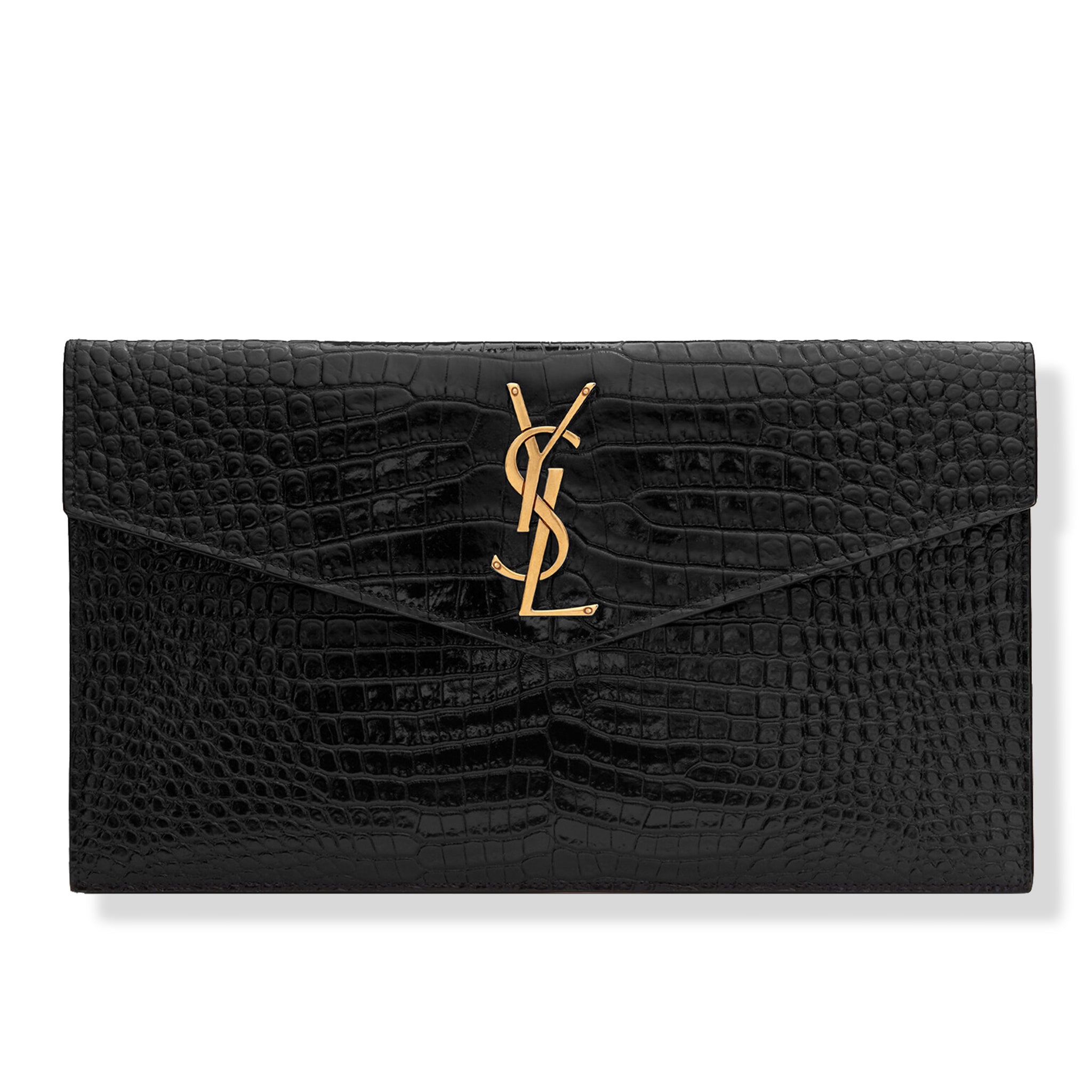Image of Saint Laurent Uptown Crocodile Embossed Pouch