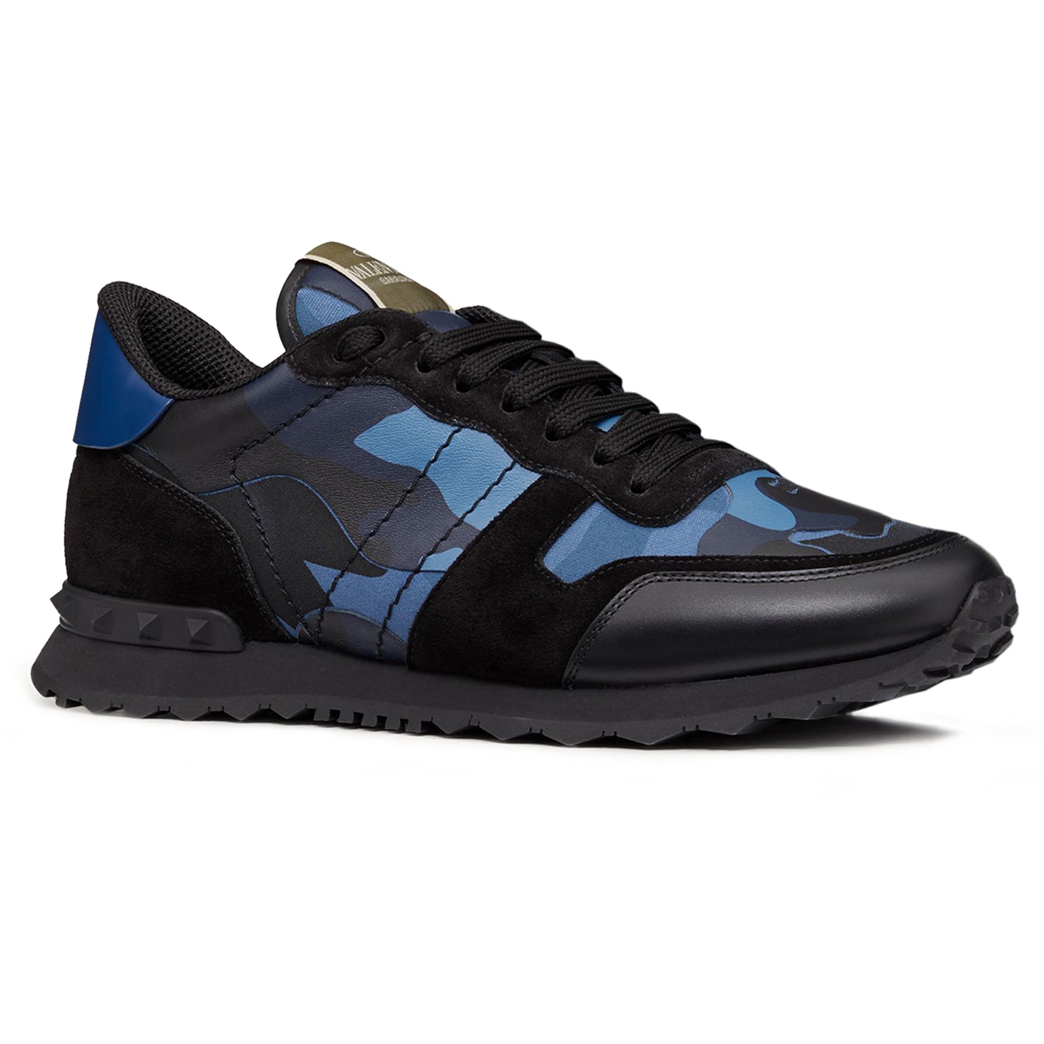 Image of Valentino Bluette Black Camouflage Rockrunner Sneaker