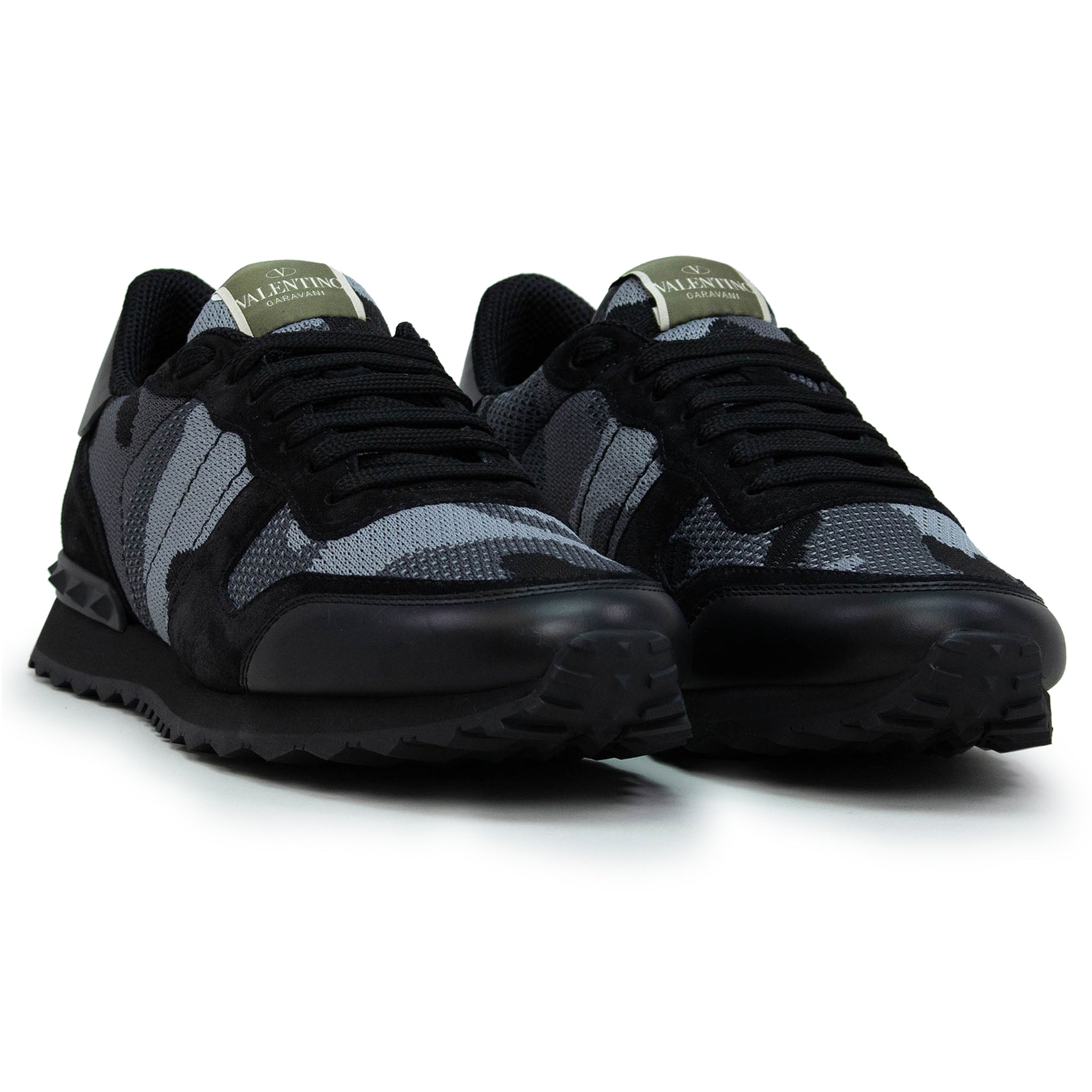 Image of Valentino Rockrunner Camouflage Black Mesh Sneaker