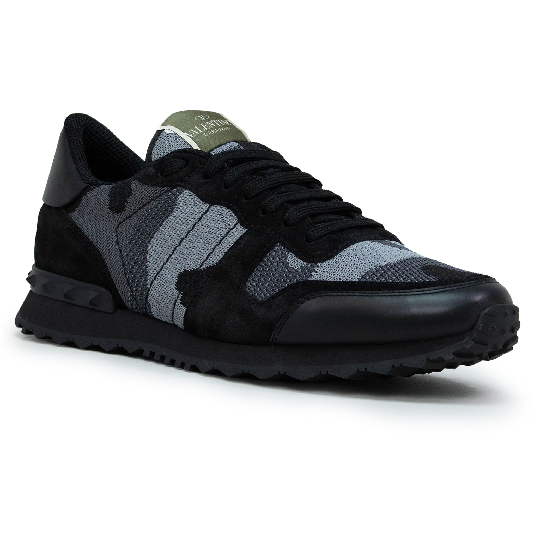 Image of Valentino Rockrunner Camouflage Black Mesh Sneaker