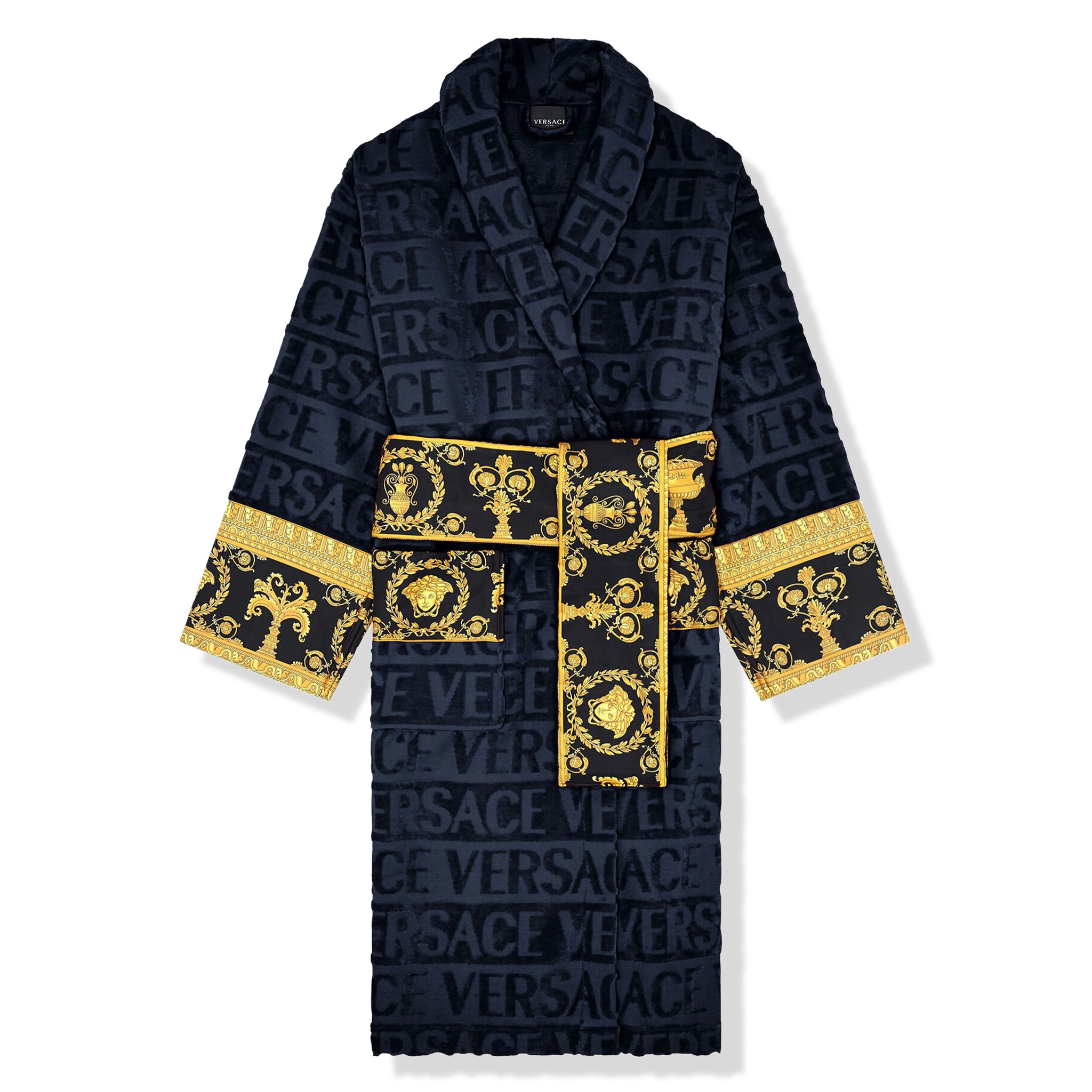 Image of Versace Baroque Navy Bathrobe