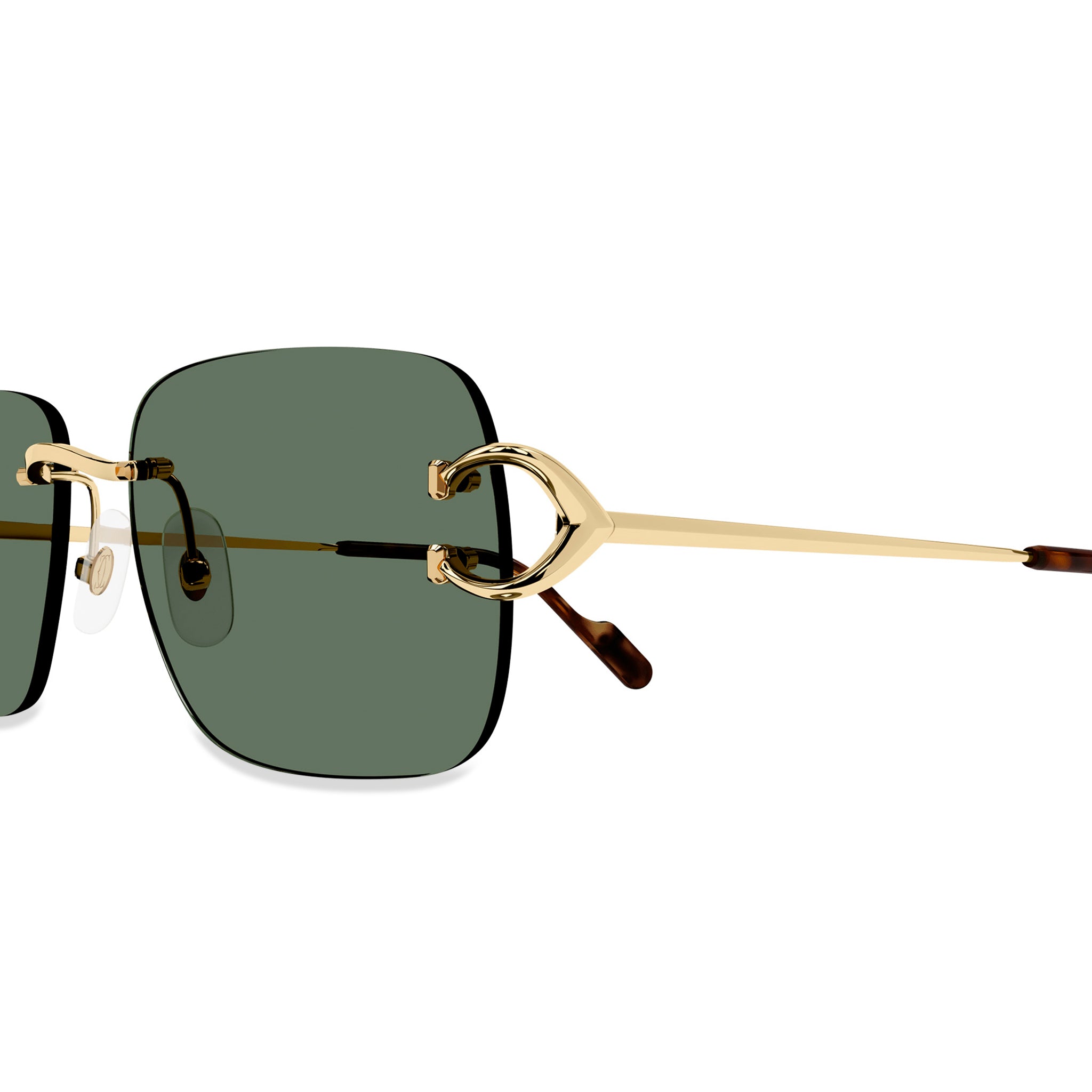 Cartier Eyewear CT0330S-002 C Decor Gold Green Rimless Sunglasses