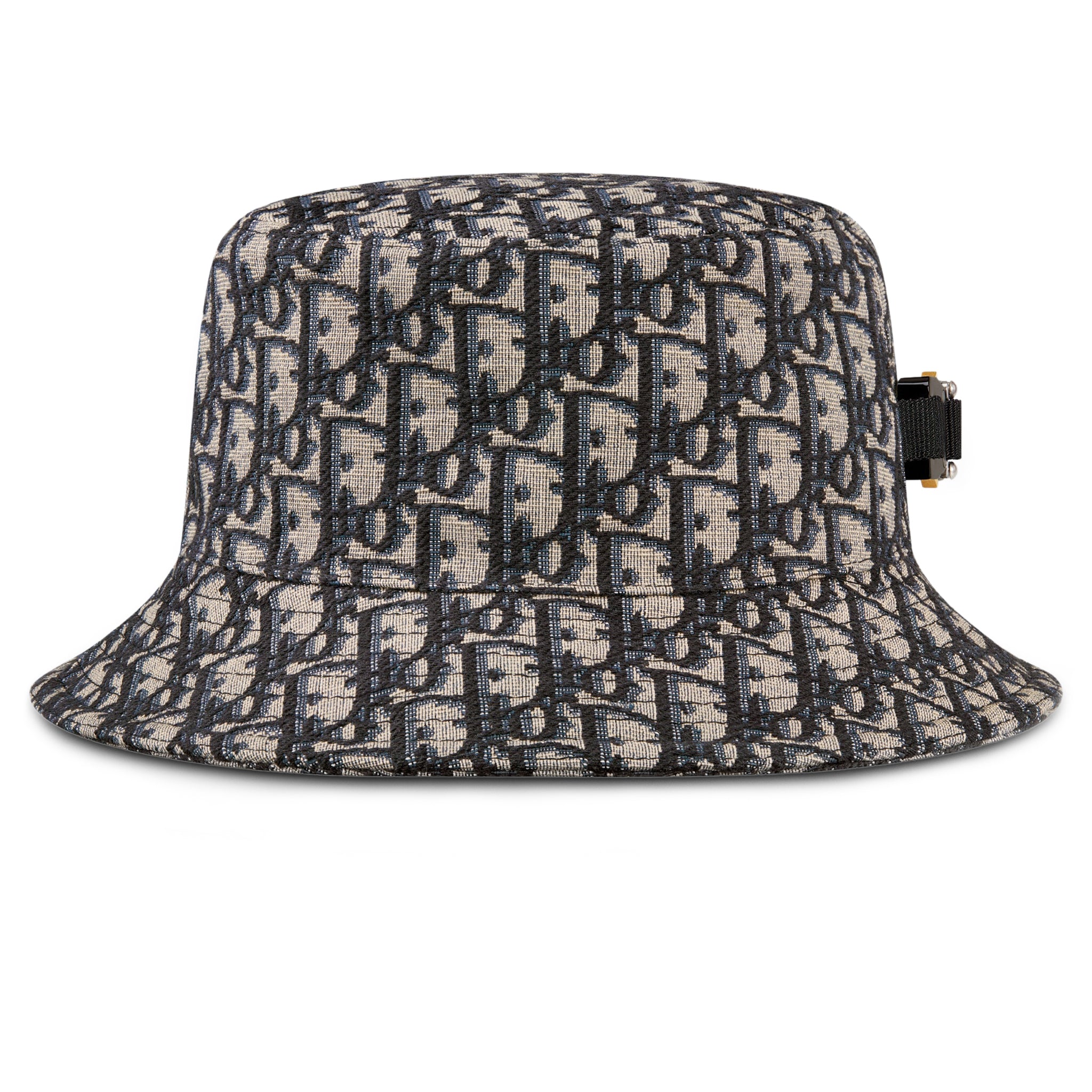 Image of Dior Oblique Jacquard Navy Blue Beige Cotton Bucket Hat