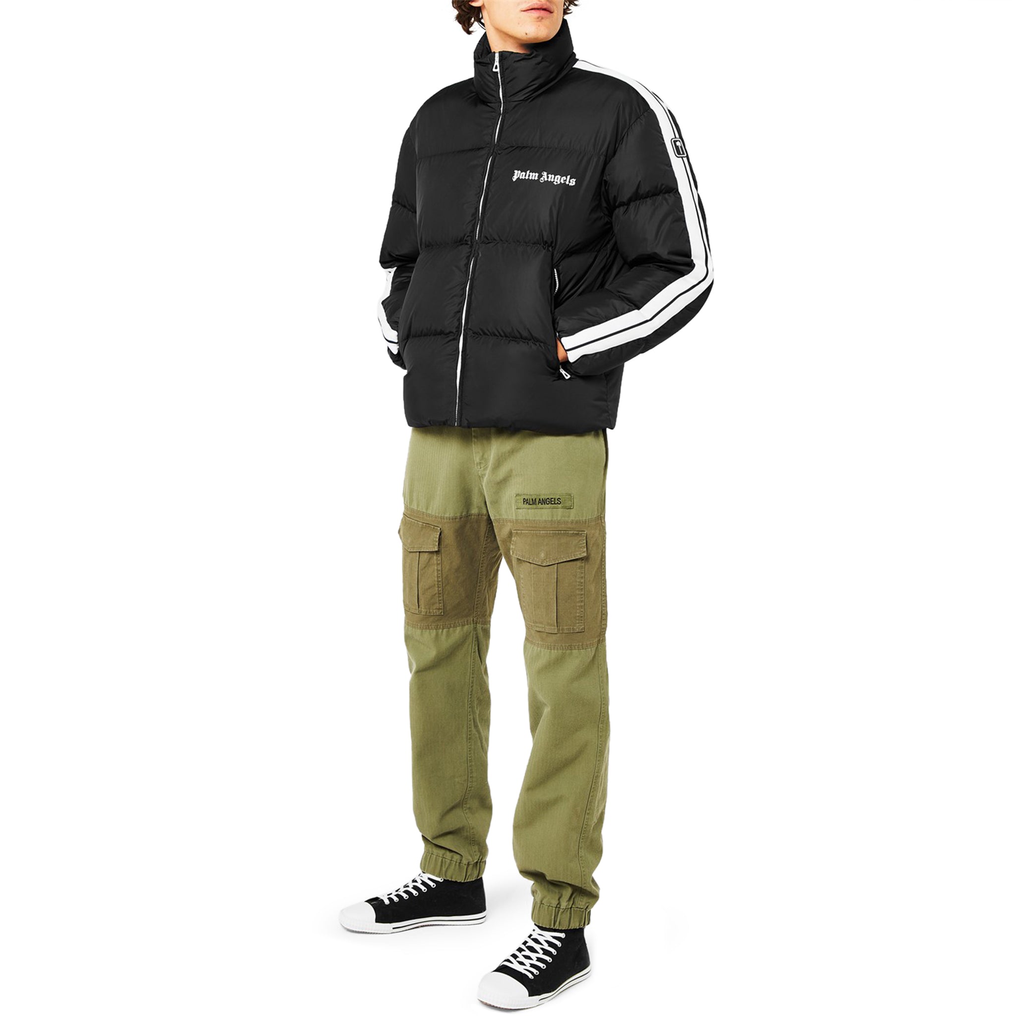Image of Palm Angels Black Puffer Track Padded Jacket