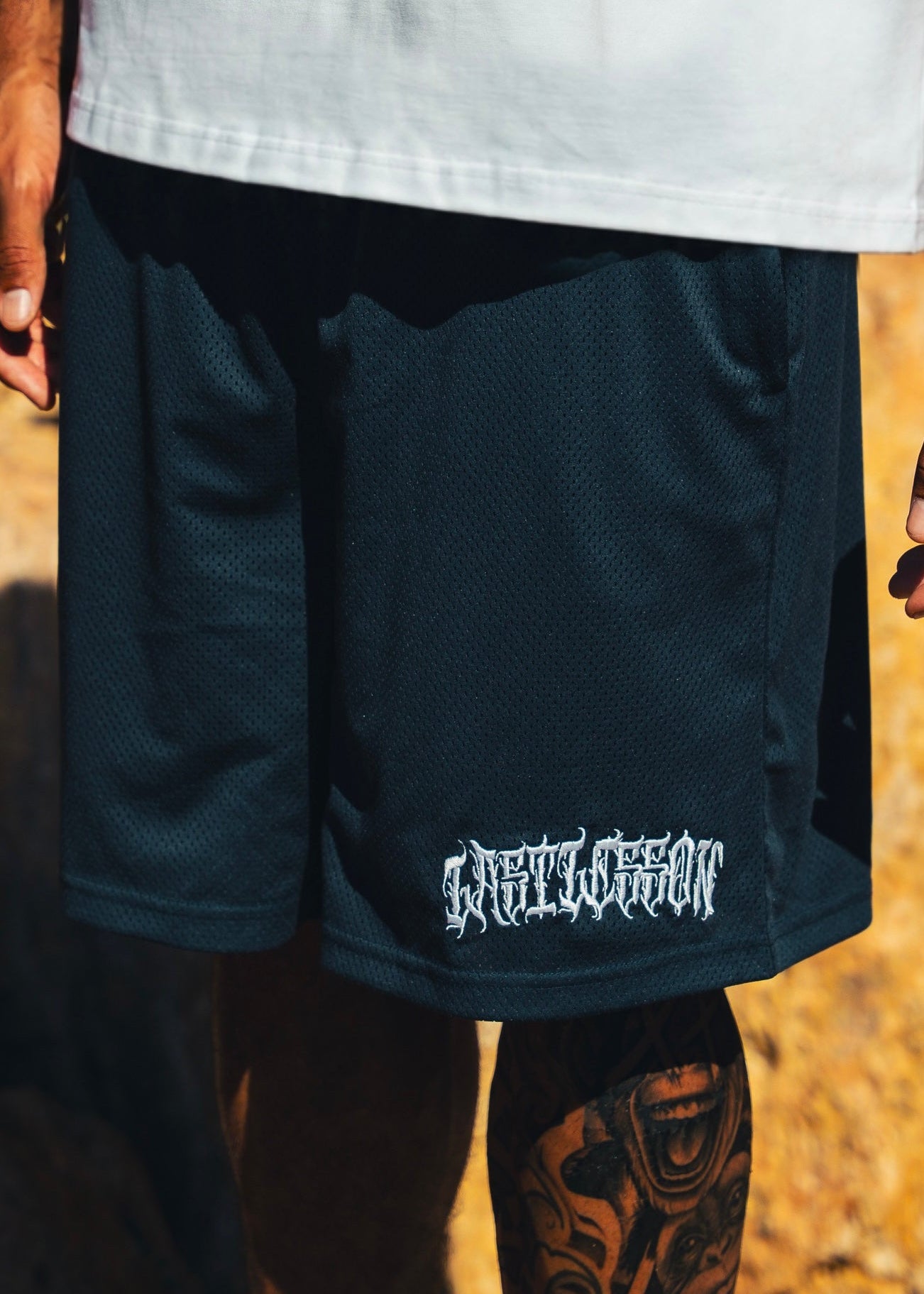 Last Lesson Mesh Dark Blue Shorts