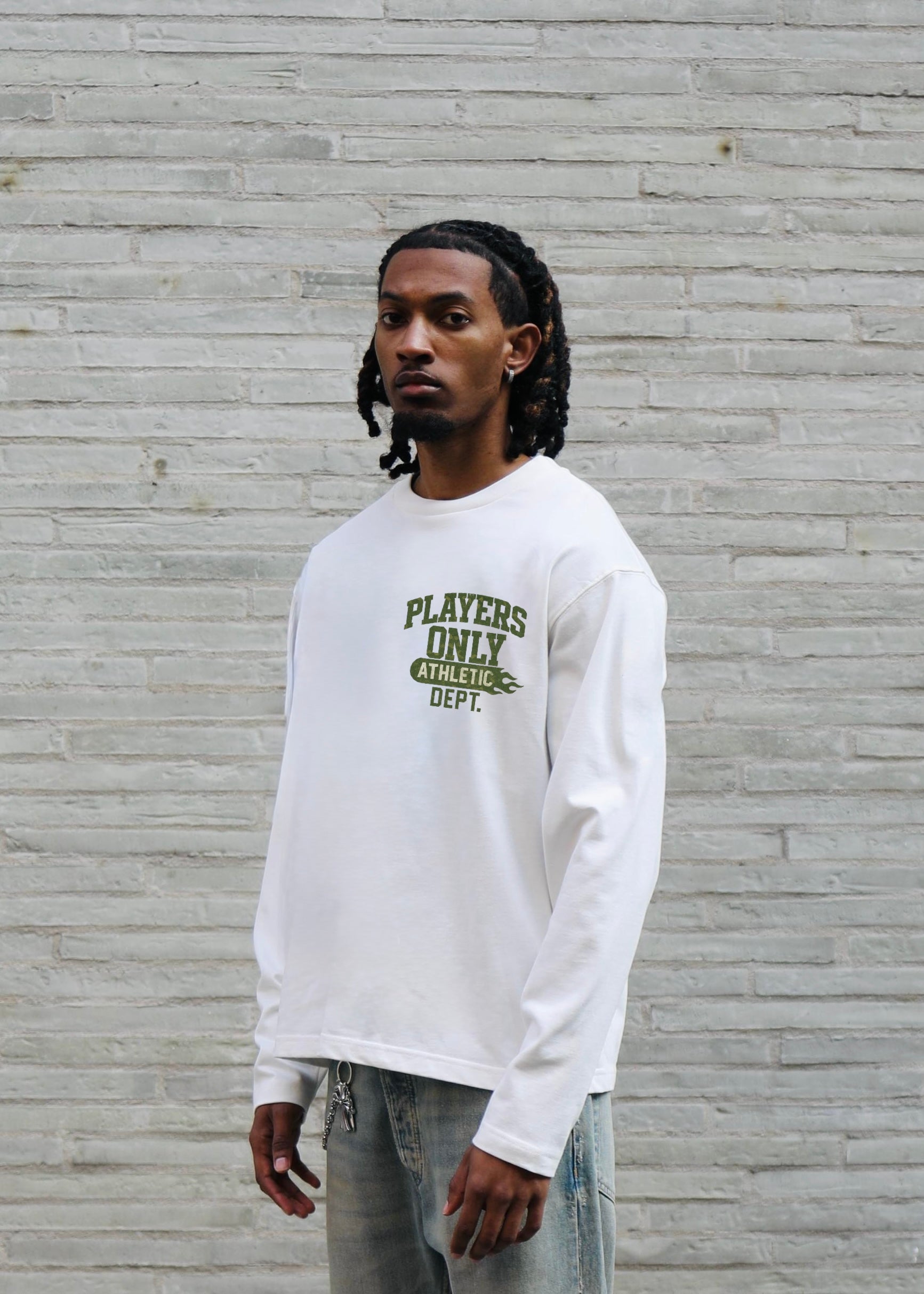 Players Only Athletic Dept. Print L/S Camo Ecru T-Shirt