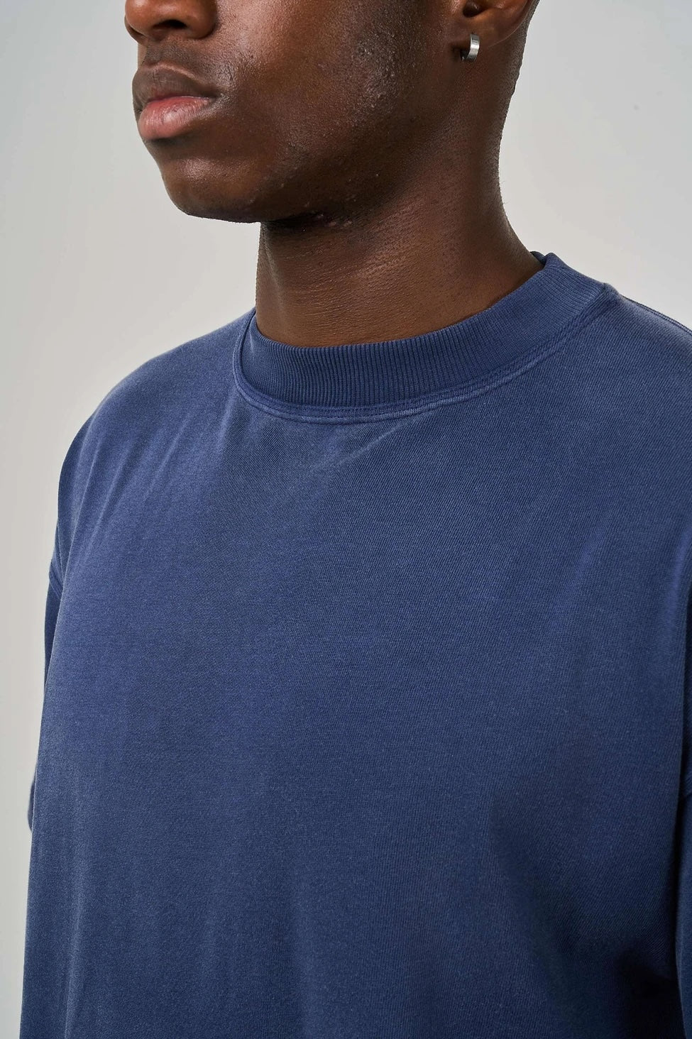 Detail view of Kaizen Market Blank Heavyweight Fade Out Blue T-shirt