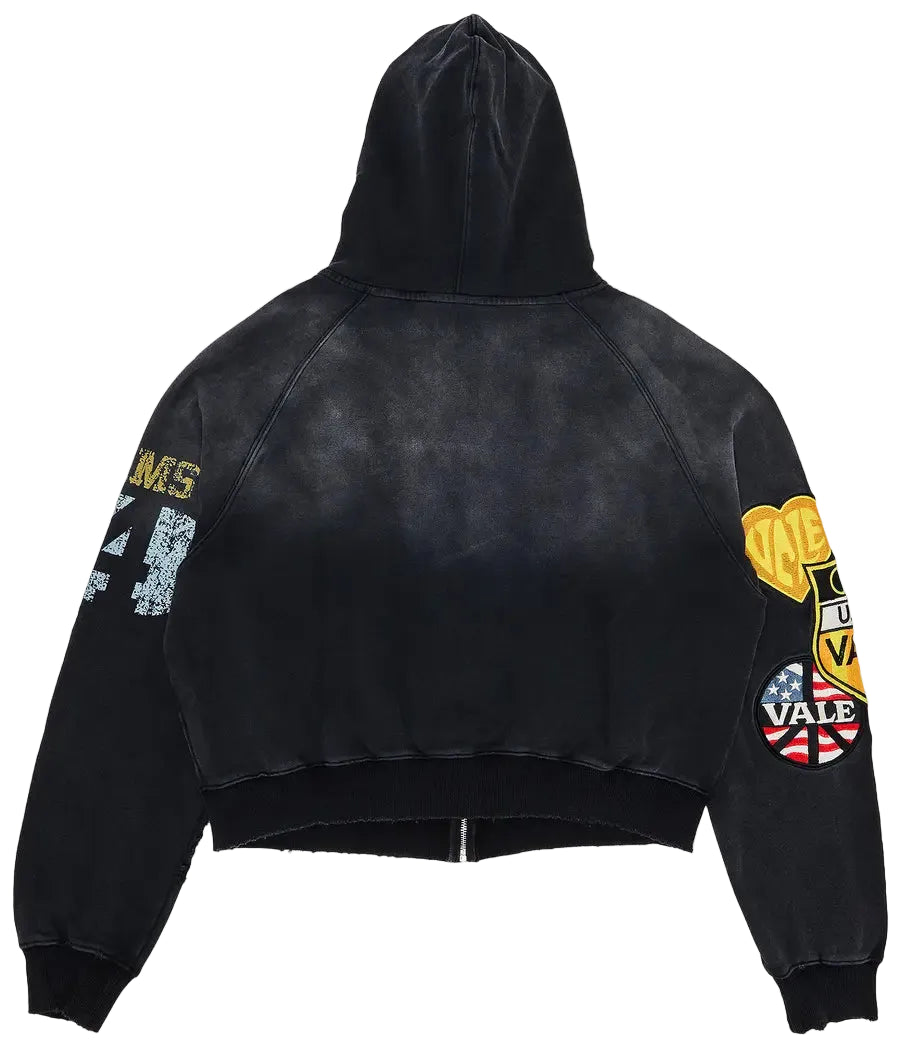 Back View of Vale Forever Valley Dreams Army Zip-Up Hoodie