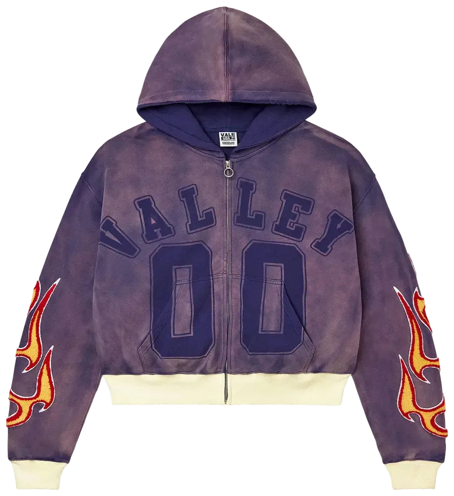 Front View of Vale Forever Valley Dreams Chimera Purple Zip-Up Hoodie