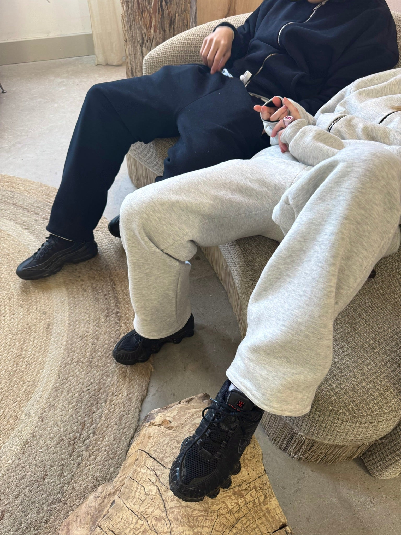 Model view of Kaizen Market Reversible Grey Black Sweatpants