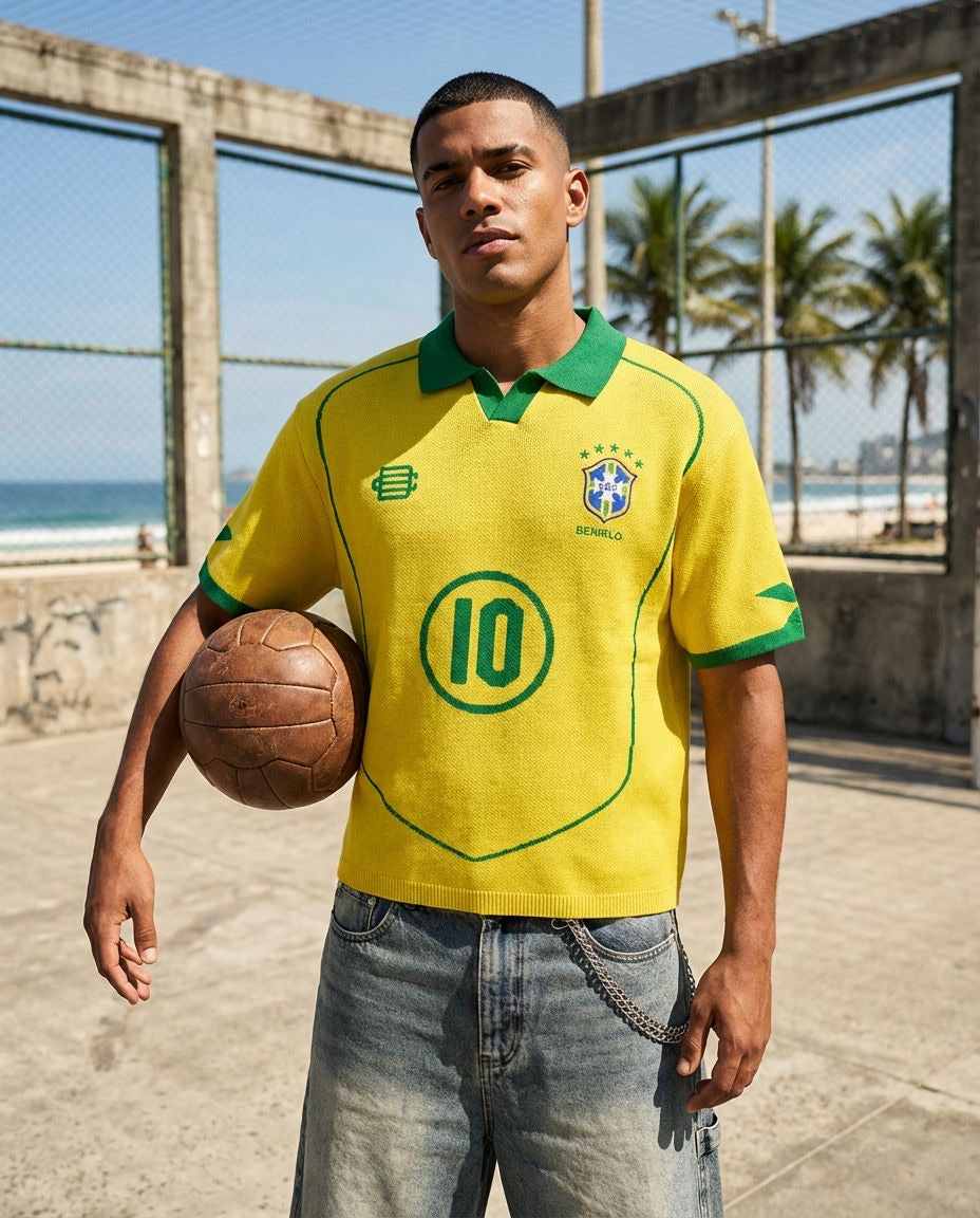 Bénir Clothing 04 Dinho Inspired Knit Yellow Polo Shirt