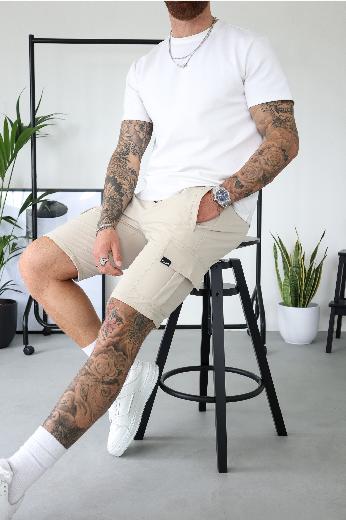 CAPO Utility Cargo Stone Shorts
