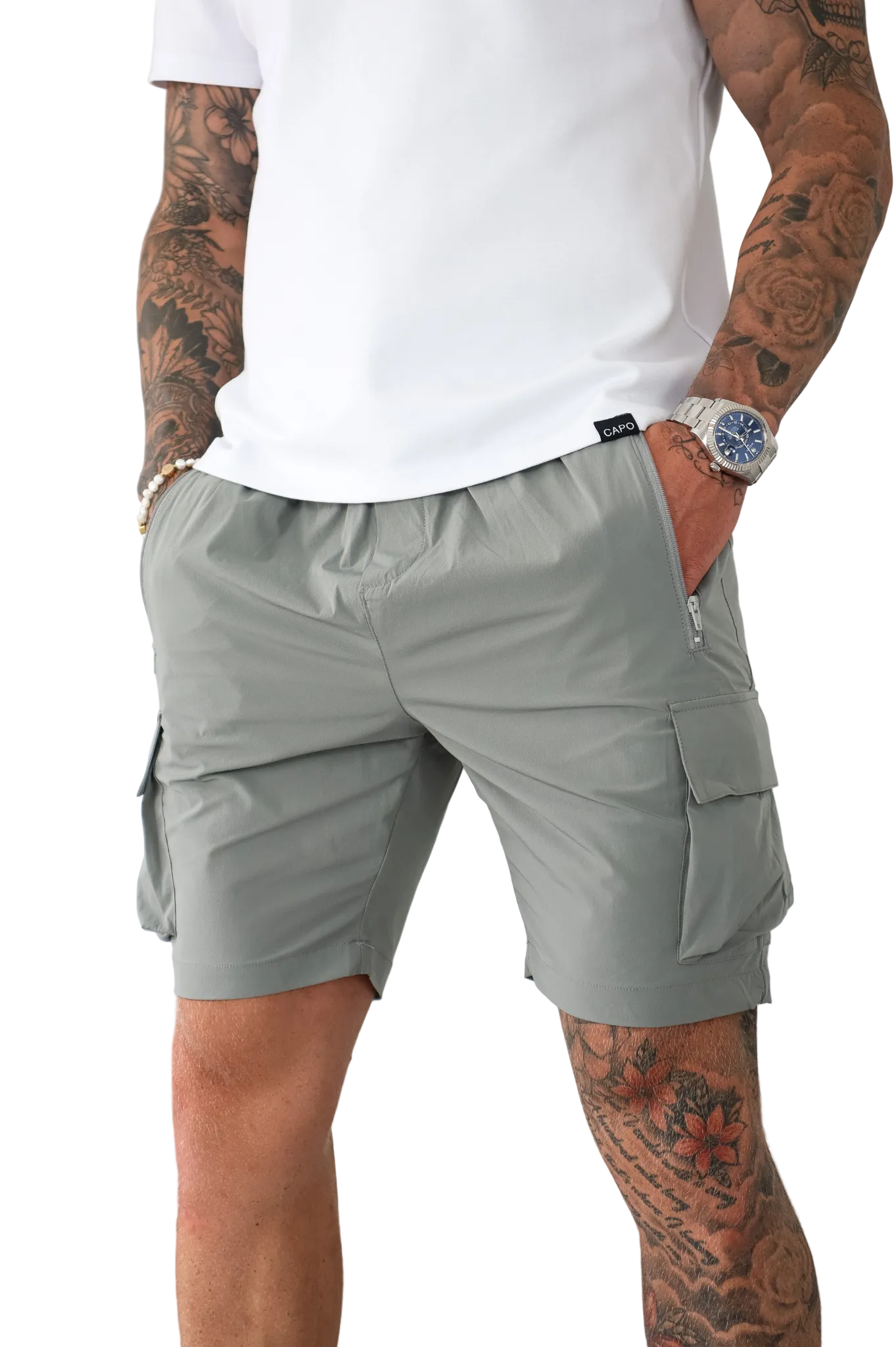 CAPO Lightweight Light Grey Cargo Shorts