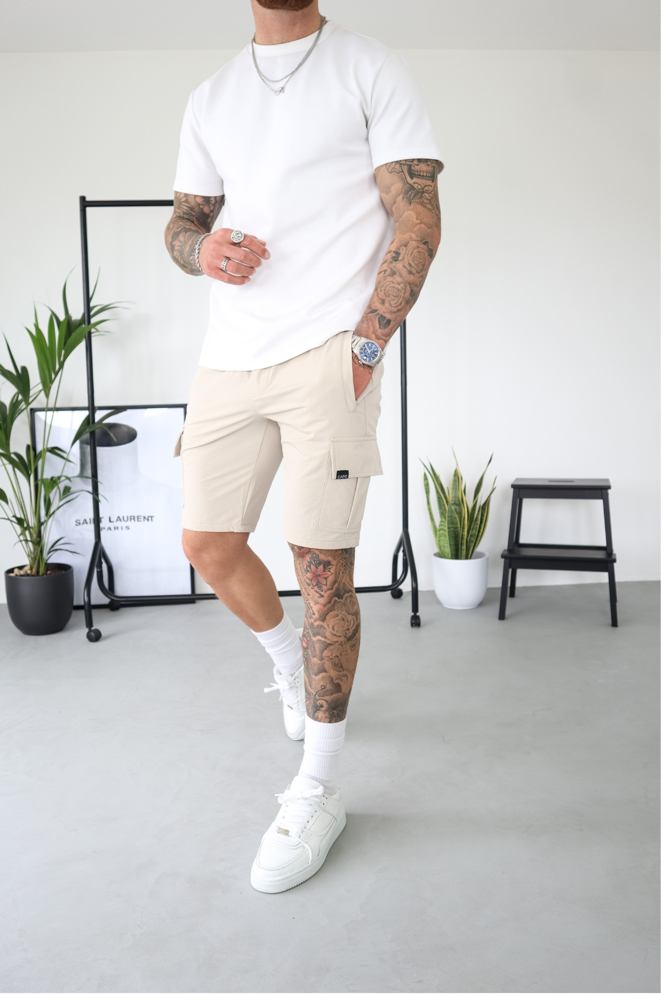 CAPO Utility Cargo Stone Shorts