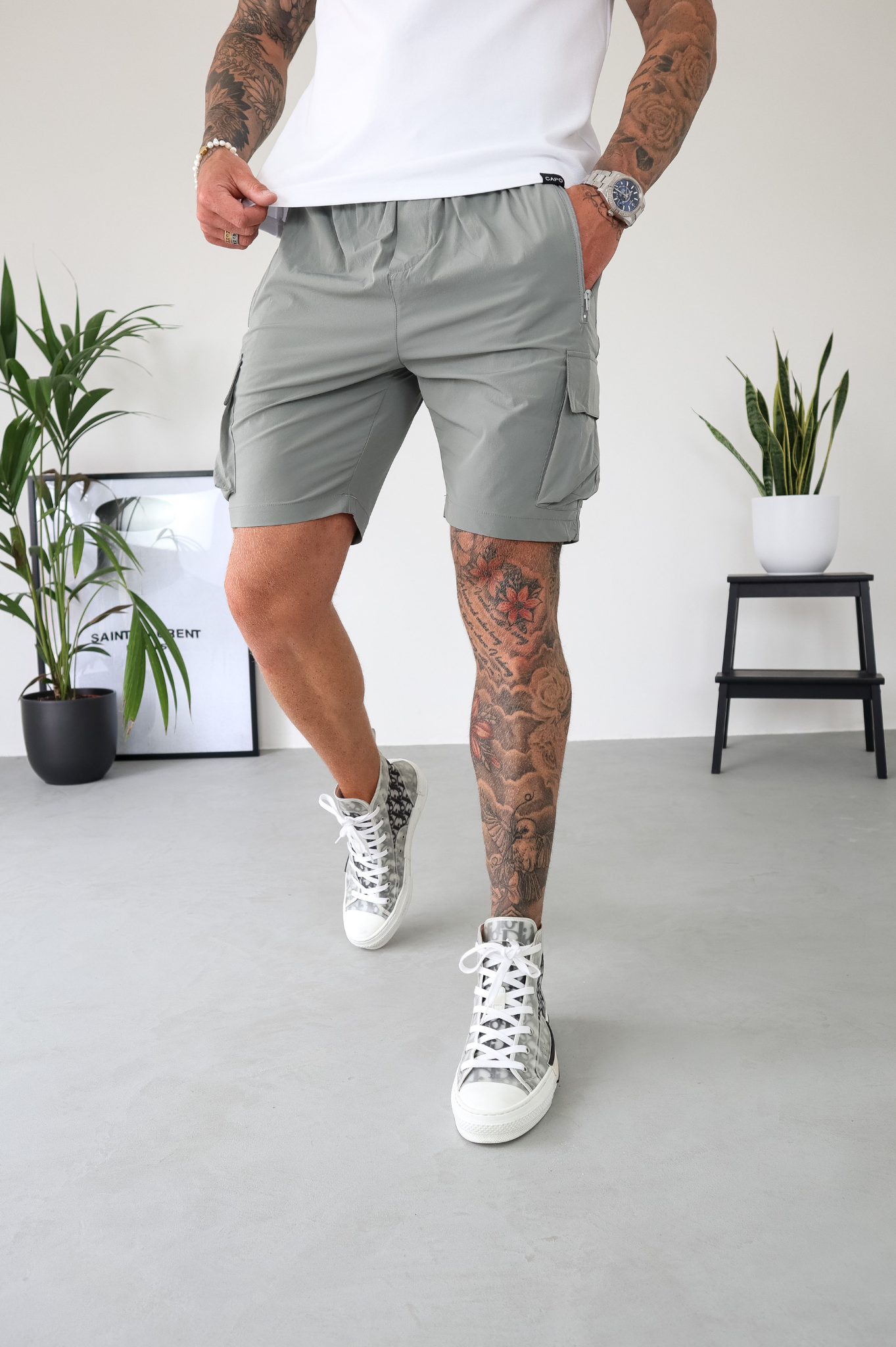CAPO Lightweight Light Grey Cargo Shorts